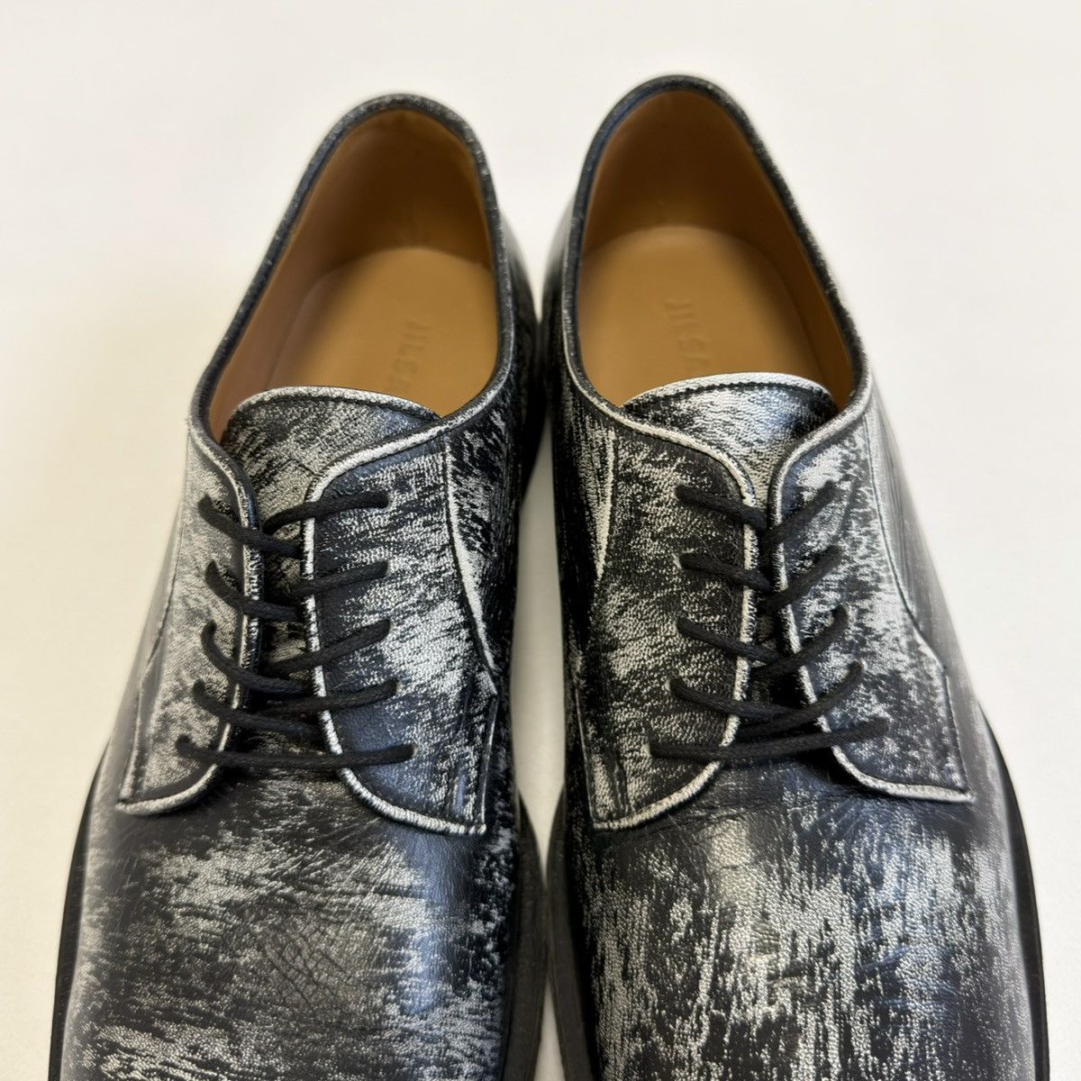 Jil Sander Black/White ‘Distressed Leather’ Derby Shoes Size US 9 / EU 42 - 12 Thumbnail