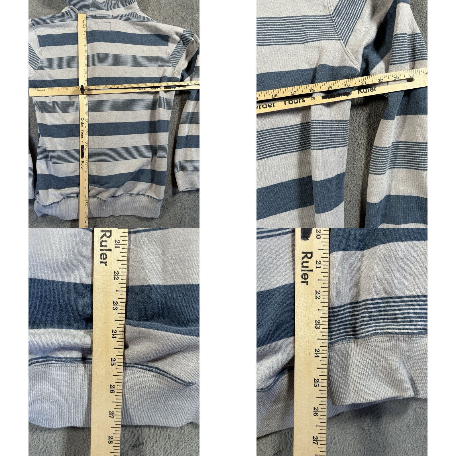 VINTAGE Quiksilver Hoodie Jacket Full Zip Adult XL Striped Multicolor Logo 90s Skater Mens