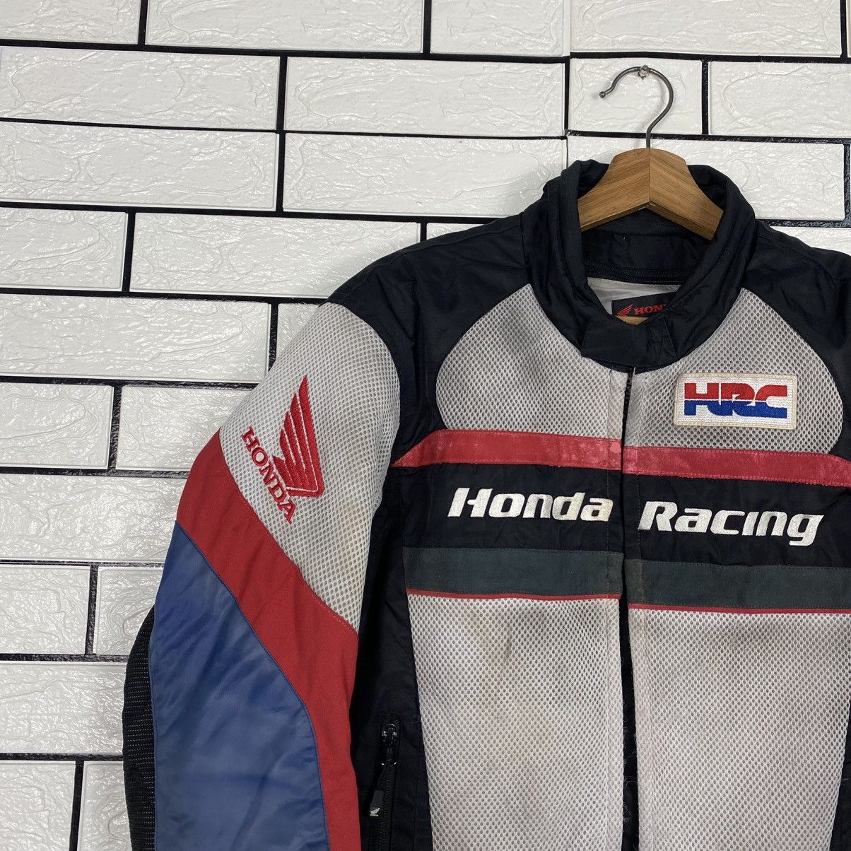 Honda 📌Vintage Biker Jacket Racing Honda Full Patches Big Logo Size US L / EU 52-54 / 3 - 8 Thumbnail