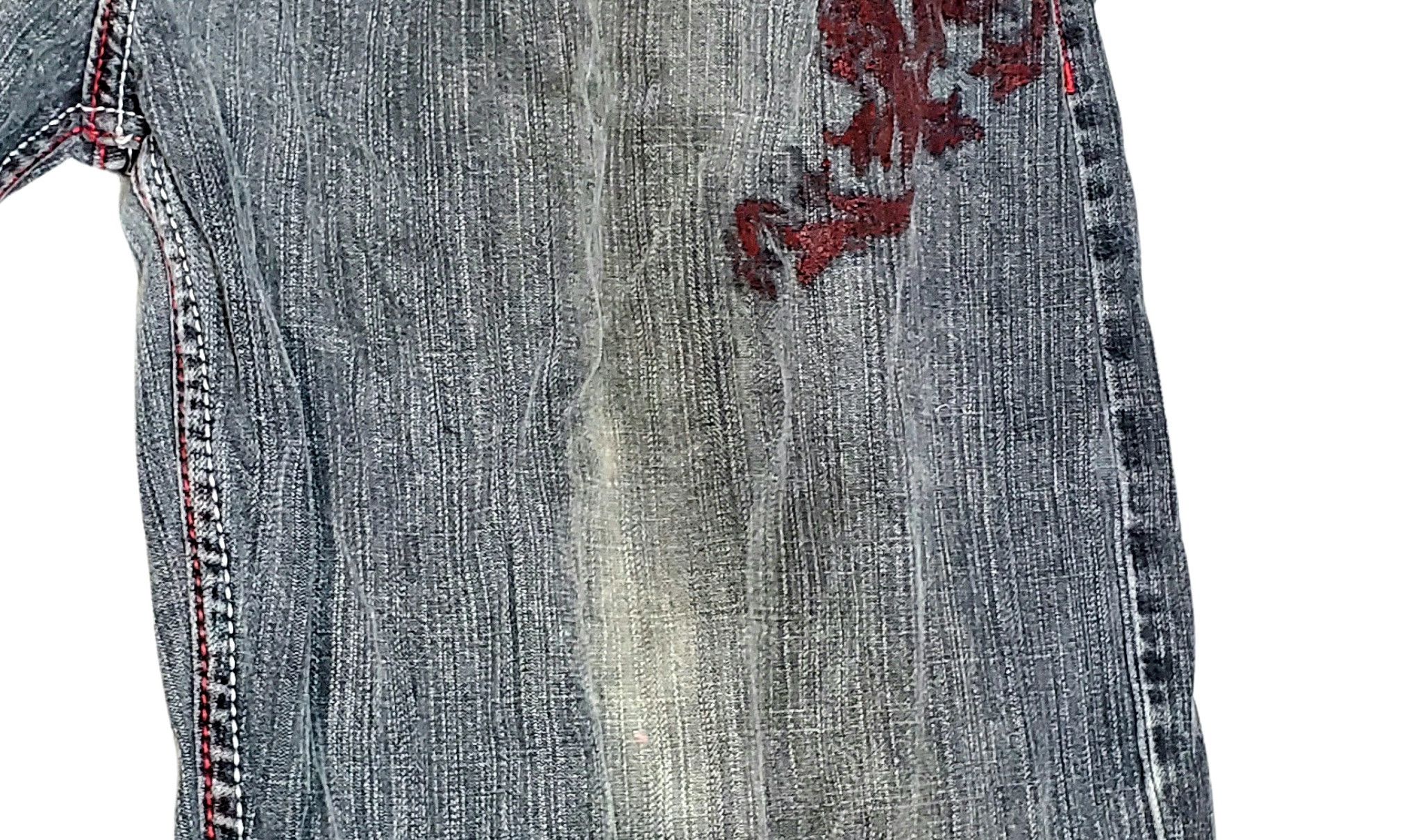 Other Y2K Black Baggy Jeans Mens 44 Red Dragon Print Faded Grunge Size US 44 / EU 60 - 6 Thumbnail