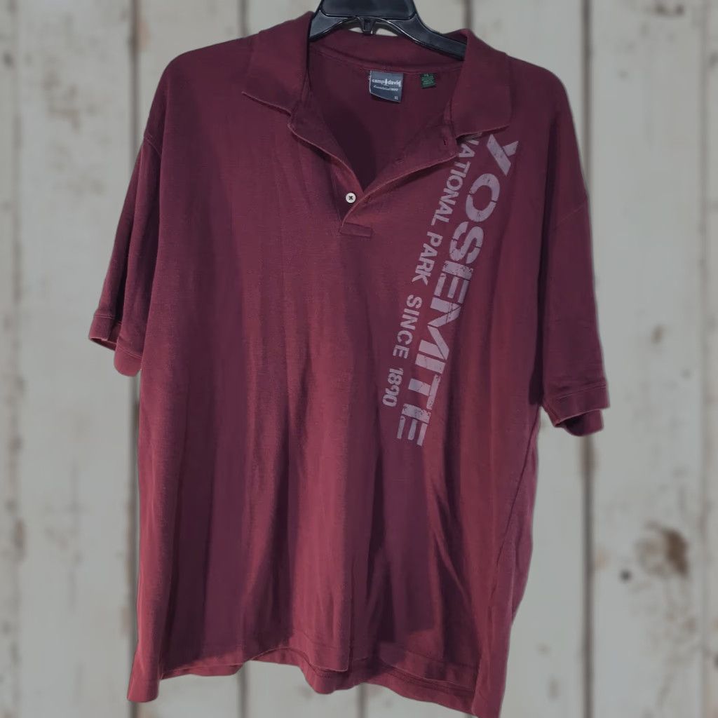Vintage Camp David Polo Shirt Mens XL Burgandy Short Sleeve Button Knit Cotton Polyester Logo Vintage No Size US XL / EU 56 / 4 - 1 Thumbnail