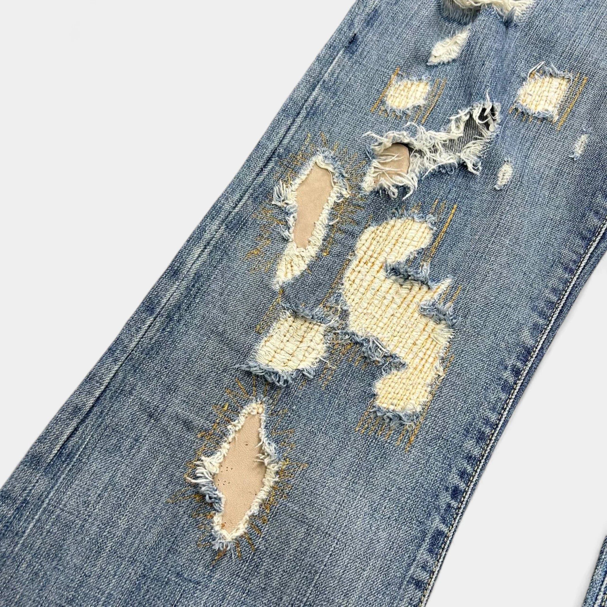 Just Cavalli Just Cavalli 2000s Distressed Flared Denim Jeans Size US 31 - 3 Thumbnail