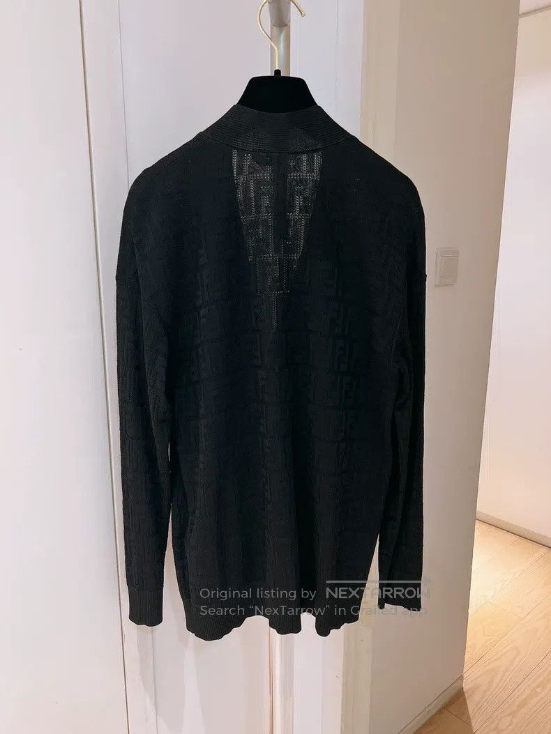 Other Fendi Black FF Monogram Knit Cardigan with Cut-Out Logo Le Size XXS / US 00 / IT 34 - 2 Thumbnail