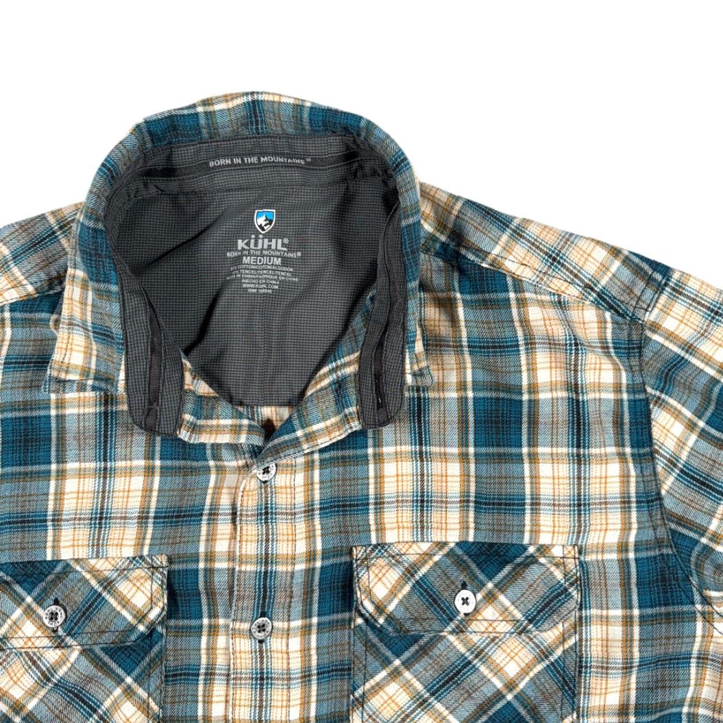 Vintage Kuhl Shirt Adult MEDIUM Blue Yellow Plaid Flannel Cotton Tencel Outdoor Hiking Size US M / EU 48-50 / 2 - 2 Thumbnail