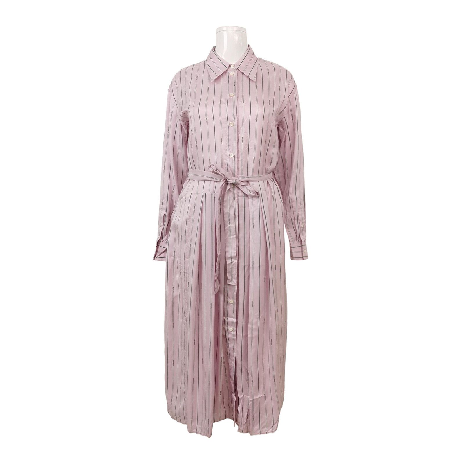 Prada Prada Striped Silk Midi Dress with Belt - dmc Size XXS / US 00 / IT 34 - 1 Thumbnail