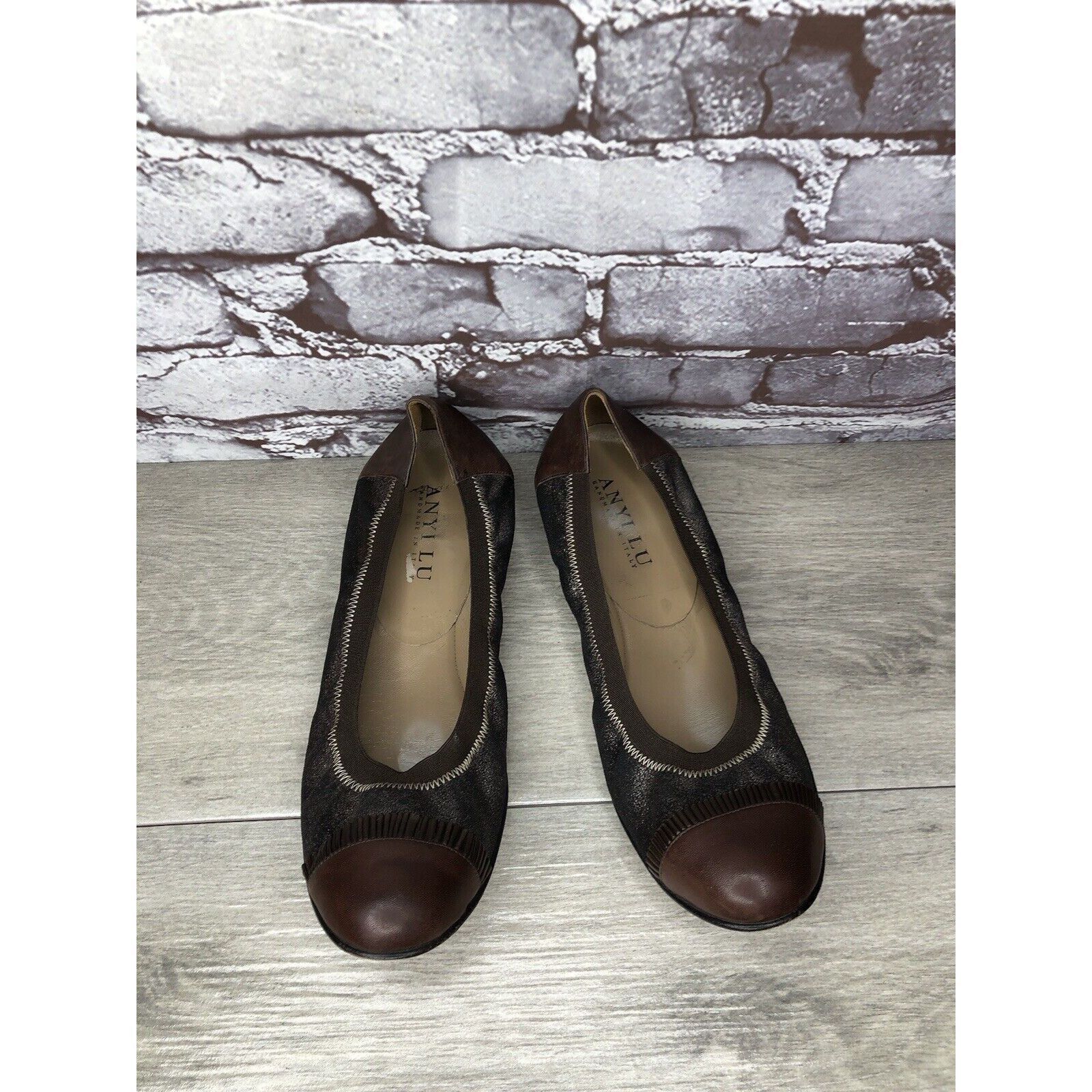 Other Anyi Lu Cate Brown Metallic Flecked Suede Leather Cap Toe Ba Size US 10 / IT 40 - 14 Thumbnail