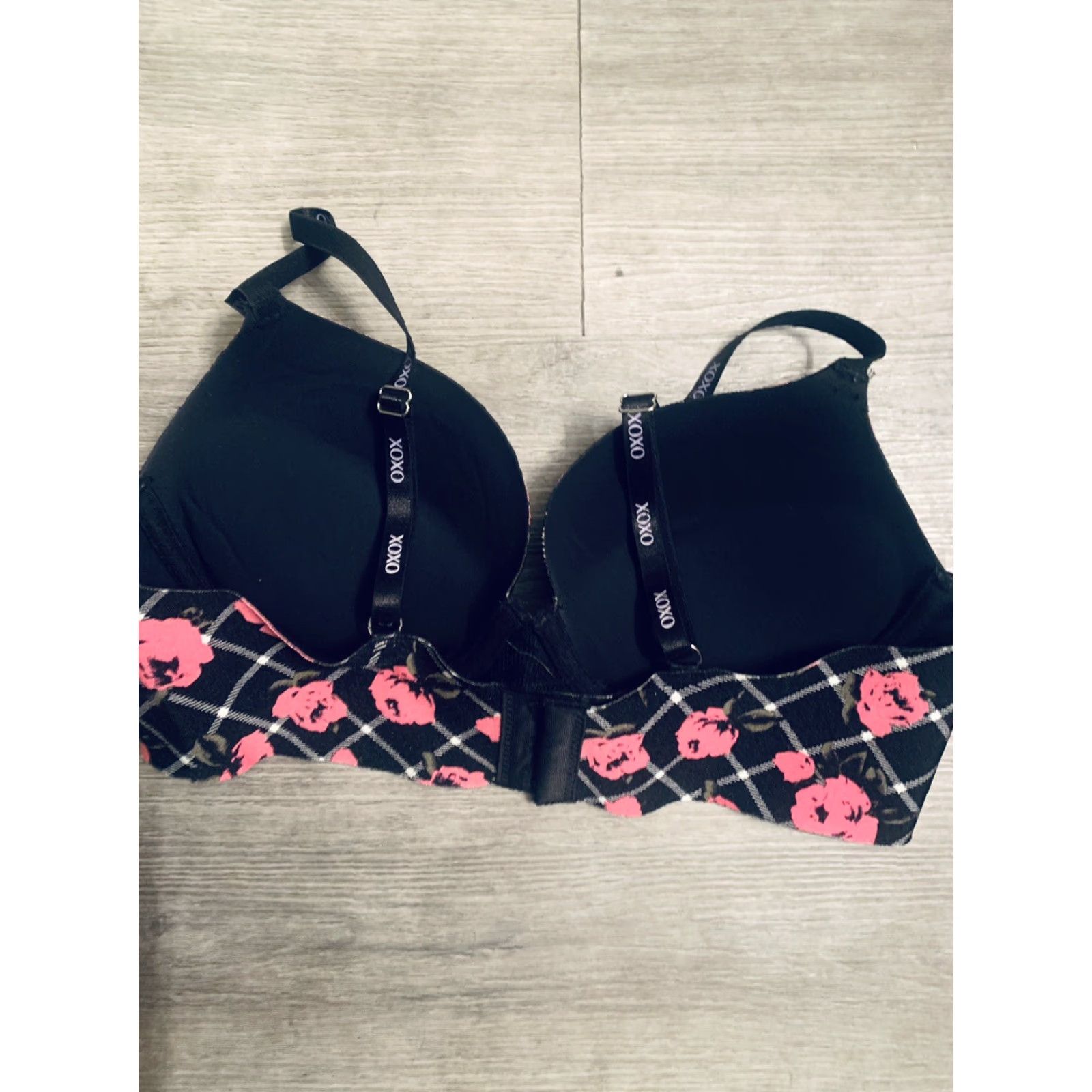 XOXO XOXO Bra Push Up 34B Black Floral Design Womens Underwire Back Closure 34 Band Size Regular Size ONE SIZE - 2 Thumbnail