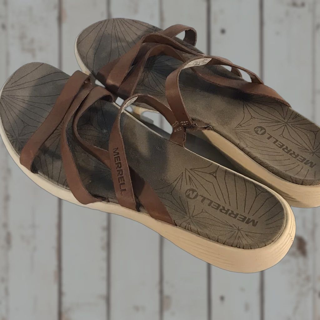 Merrell VIRGIN Merrell Oak Performance Leather Slides Womens Size 7 Brown Casual Comfort Summer Size US 7 / IT 37 - 1 Thumbnail