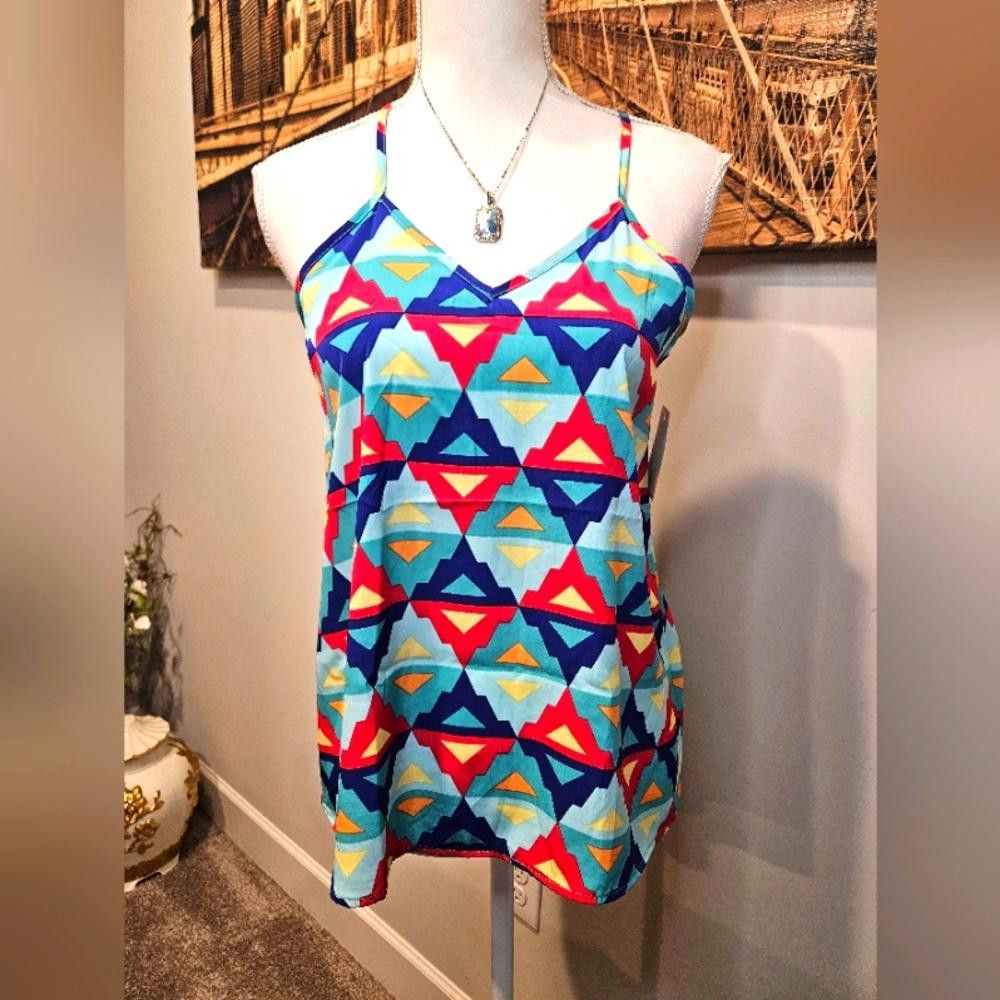 Designer Nwt Peach Love Geo-Pattern Tank - Shabby Chic Boutique #198 Size S / US 4 / IT 40 - 1 Thumbnail