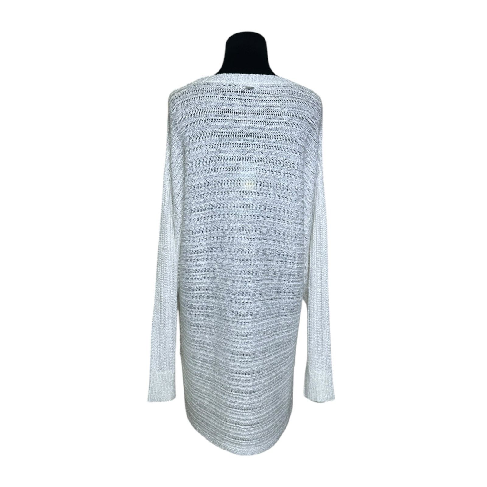 DKNY DKNY ivory metallic crochet tunic sweater size Large Size L / US 10 / IT 46 - 2 Thumbnail