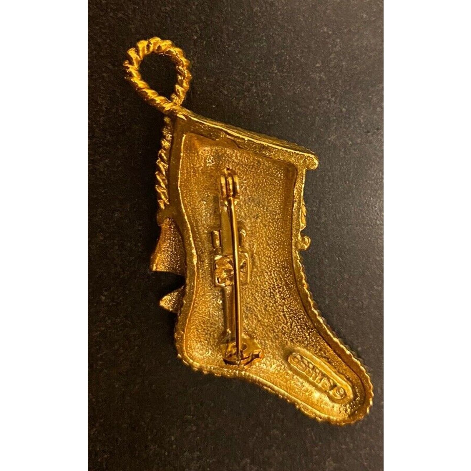 Other Vintage Gerrys Christmas Lapel Brooch Pin Red Stocking Gold Size ONE SIZE - 4 Thumbnail