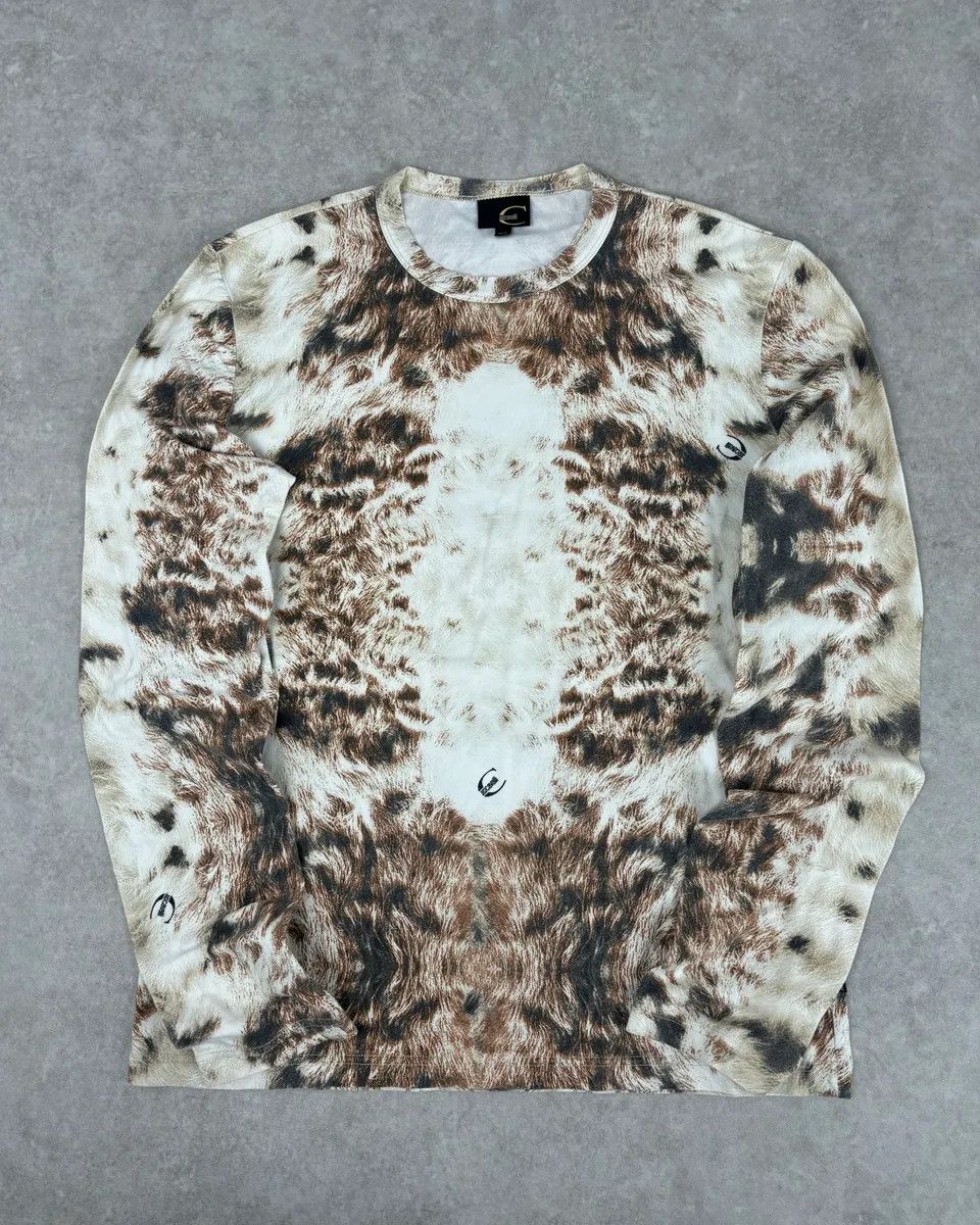 Just Cavalli SS2004 Cavalli Cream Animal Print Longsleeve T-Shirt Size US M / EU 48-50 / 2 - 1 Thumbnail