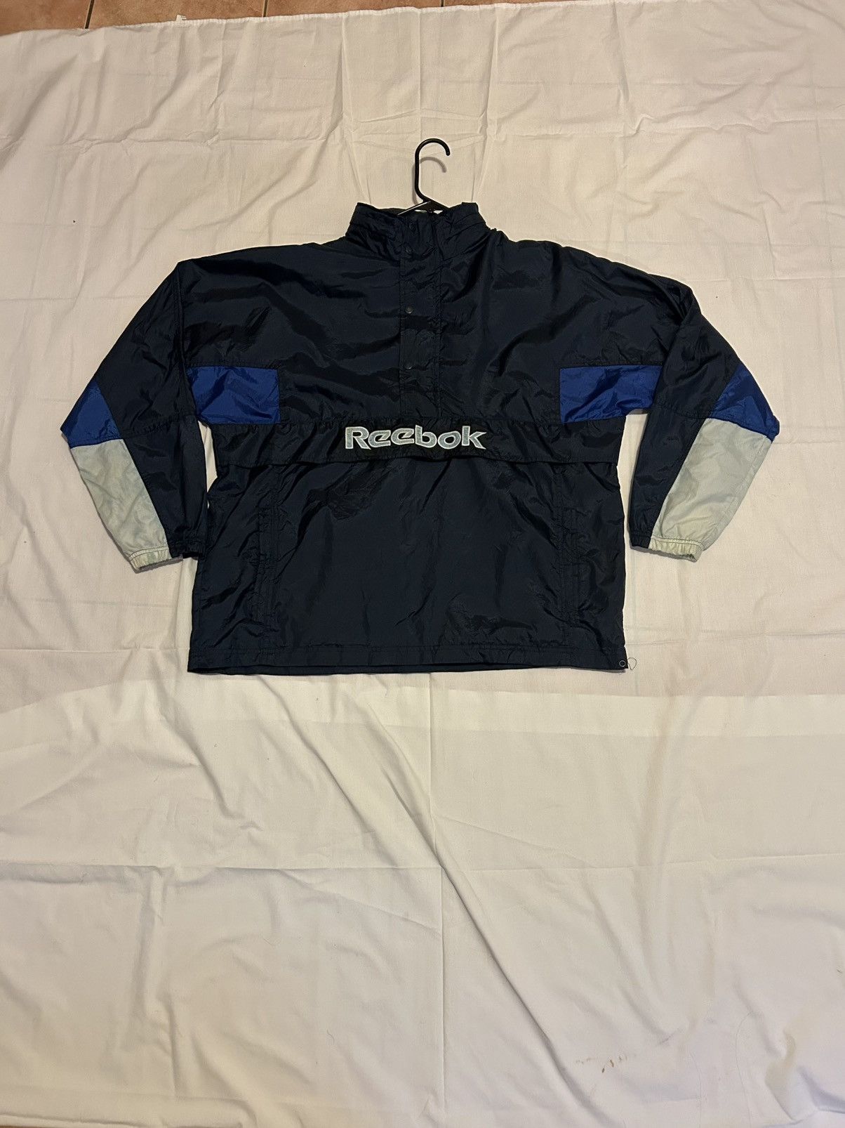Reebok Vintage 90s Reebok Windbreaker Pullover Jacket Navy Size US M / EU 48-50 / 2 - 1 Thumbnail