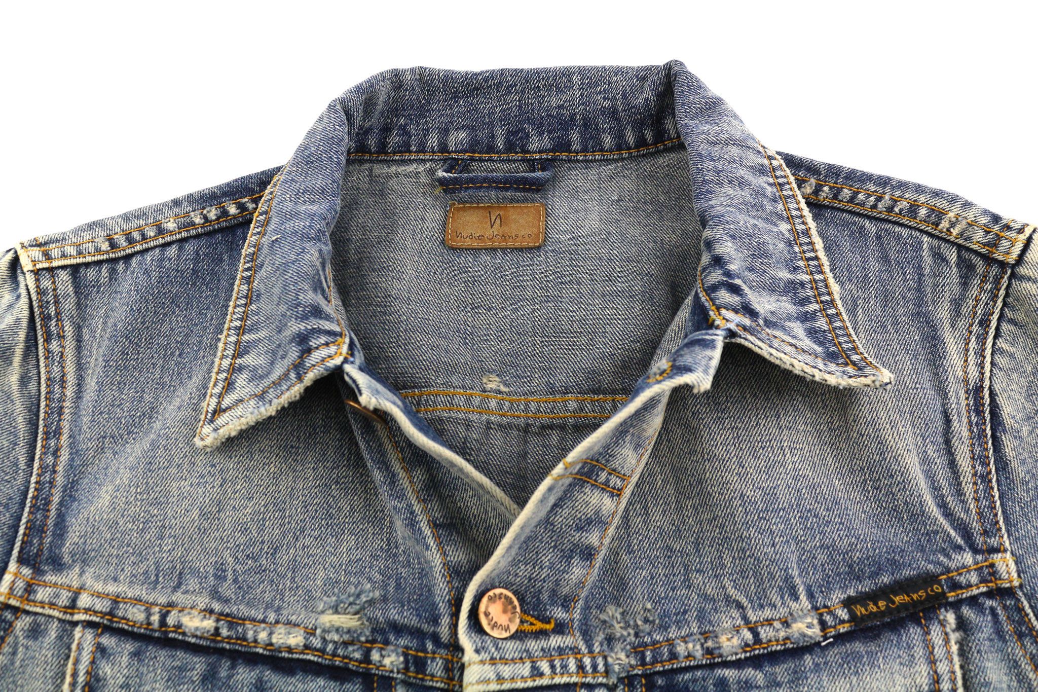 Nudie Jeans BILLY S Shimmering Indigo Washed Ripped Polo Jacket 82491 Size US S / EU 44-46 / 1 - 4 Thumbnail