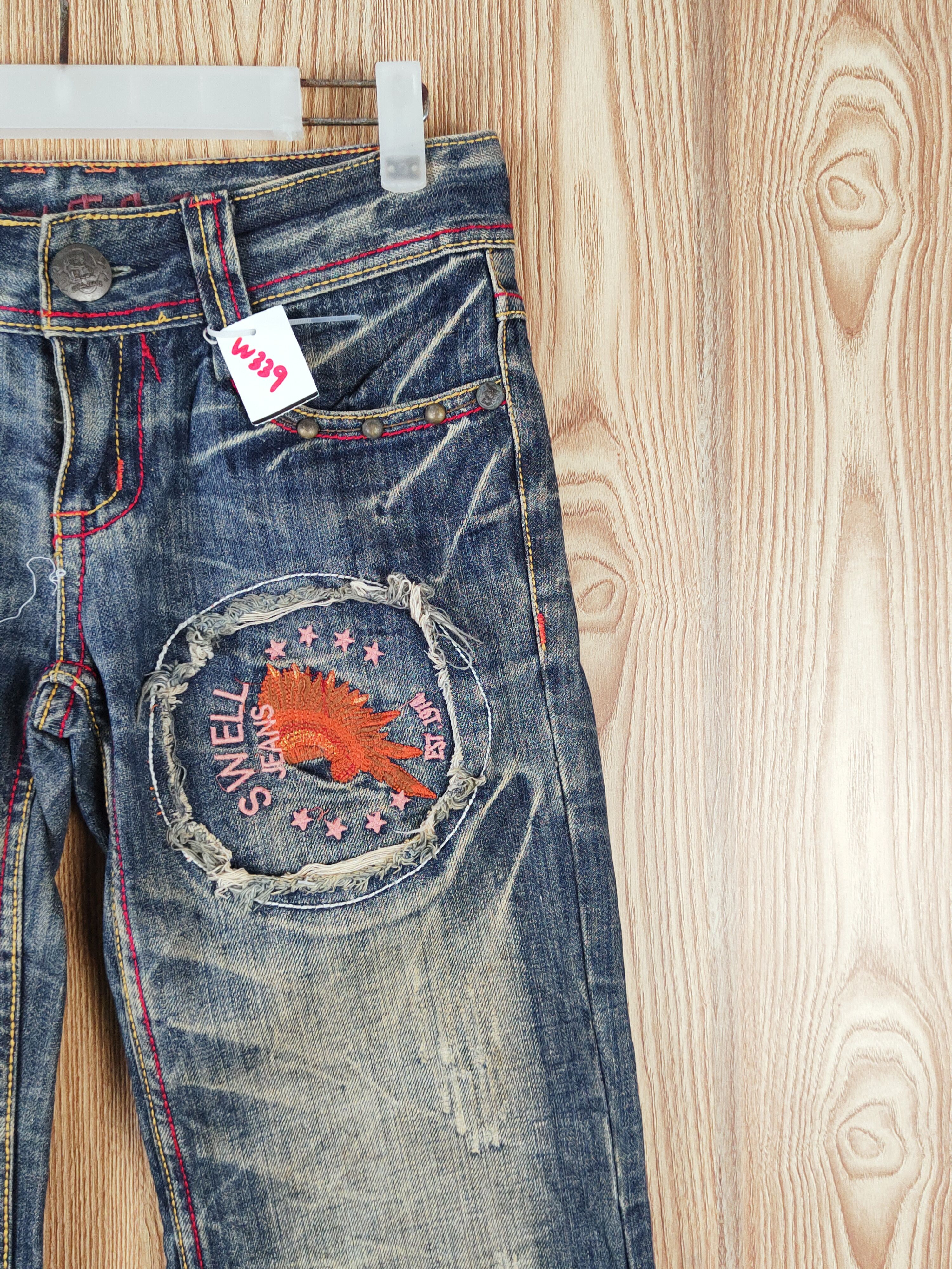 Japanese Brand Swell Dark Blue Distressed Ripped Jeans #W339 Size 28" / US 6 / IT 42 - 6 Thumbnail
