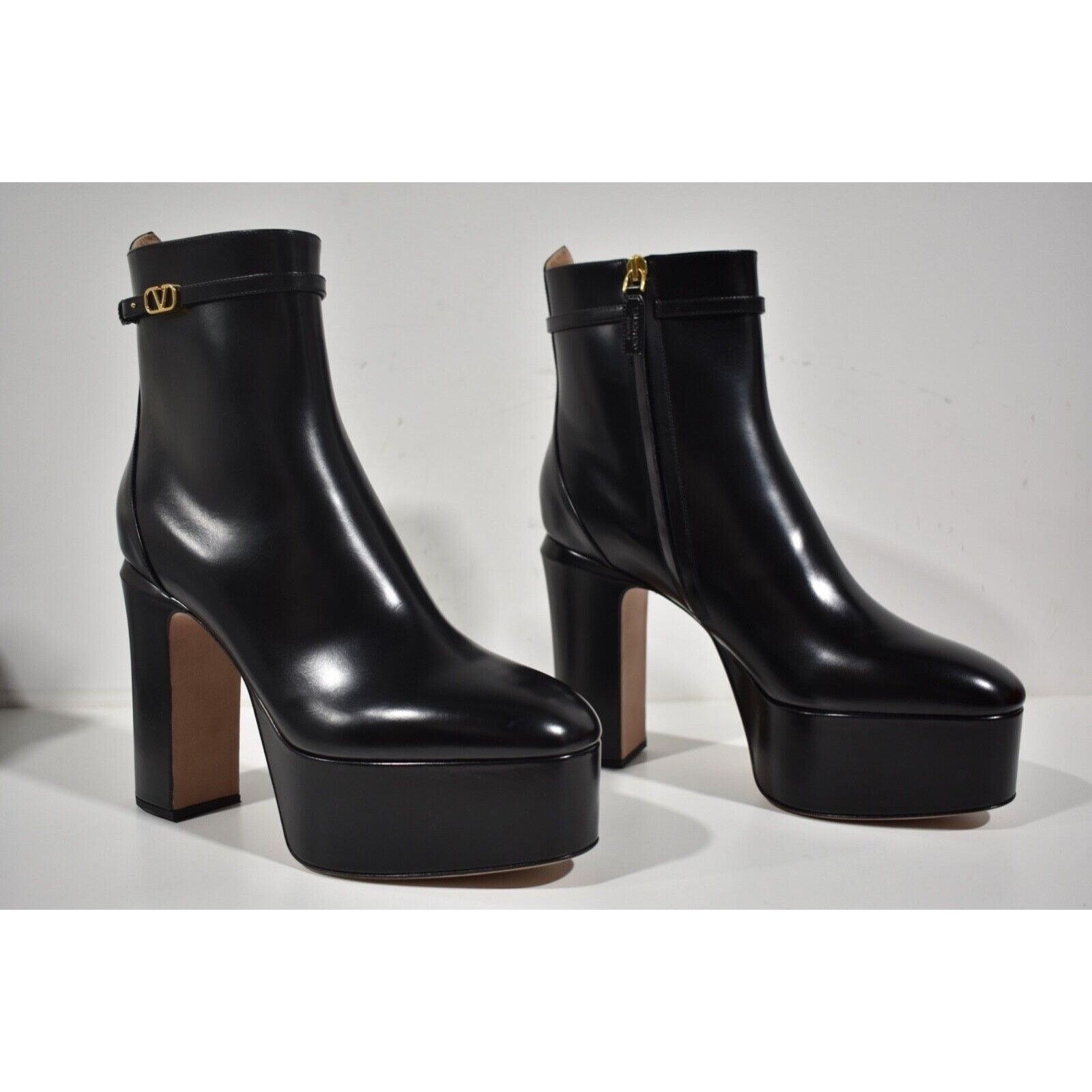 Valentino Valentino Tan-go 120 Black Leather Short Ankle Block Heel Size US 11.5 / IT 41.5 - 4 Thumbnail