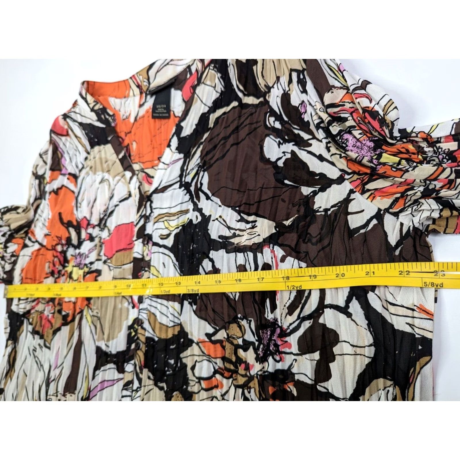 Vintage Lane Bryant Floral Blouse 3/4 Sleeve Button Shirt Womens Brown 22 V-Neck Casual All Seasons Regular Styling Size 3XL / US 20-22 - 7 Thumbnail
