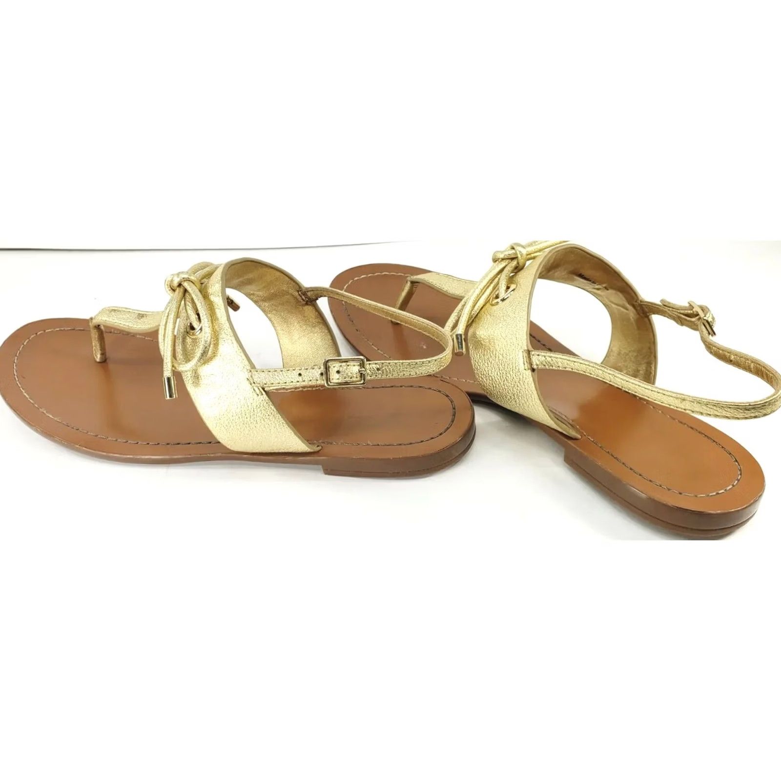 Vintage Kate Spade New York Gold Slingback Flat Sandal Bow Crossover Toe-Post Women 10M Size US 10 / IT 40 - 5 Thumbnail