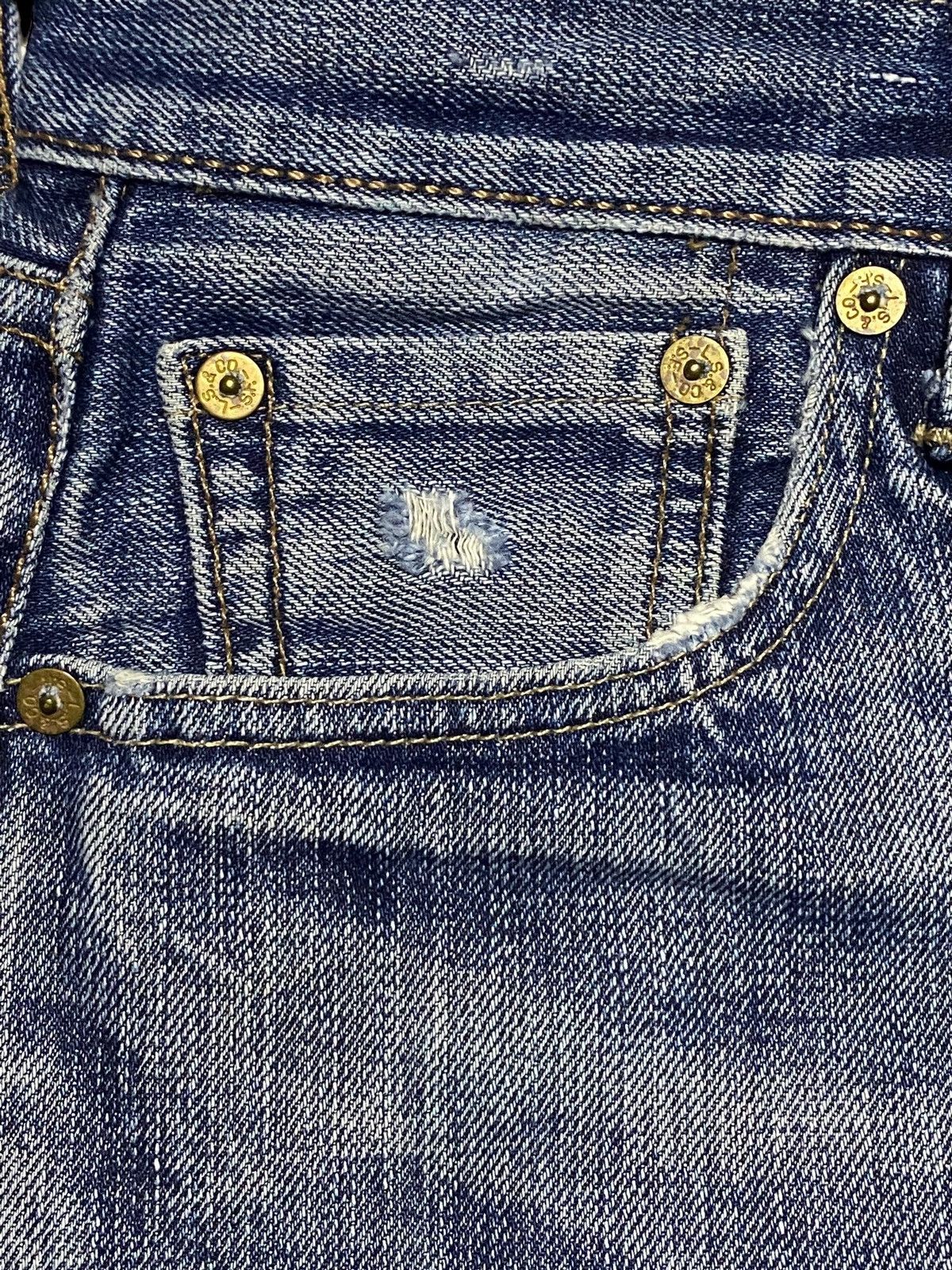 Levi's Levis 501 Blue Wash Distressed Slim Jeans Size US 31 - 12 Thumbnail