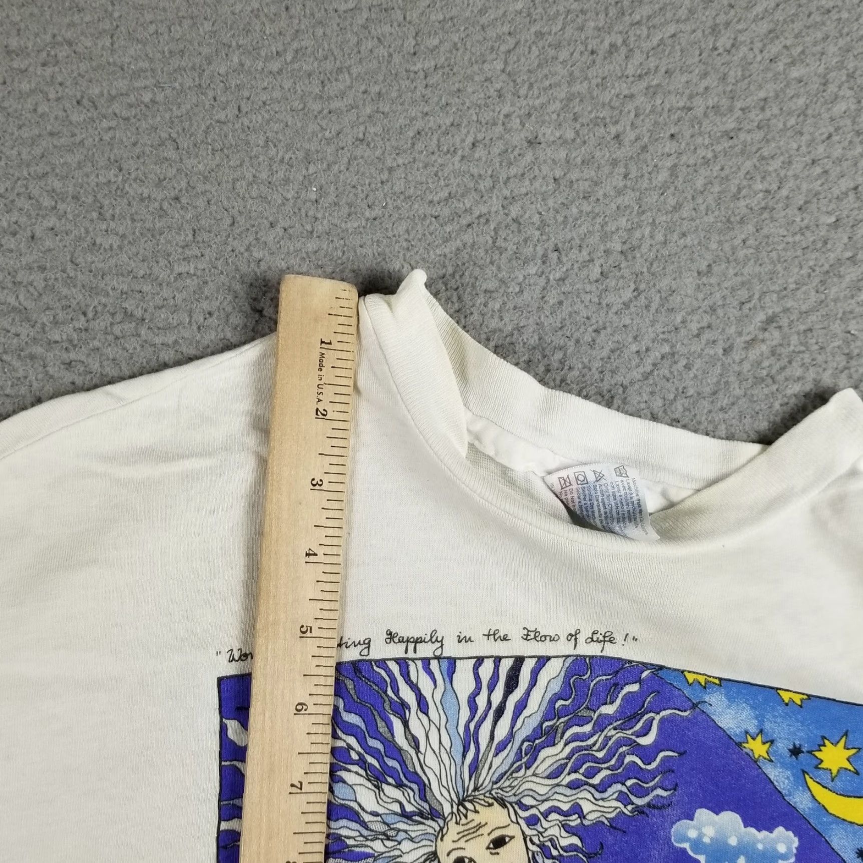 Alife Vintage 90s Unisex Adult T-Shirt White Short Sleeve Crew Neck Regular Fit Retro Nature Bird Moon Hippie USA Medium Size US M / EU 48-50 / 2 - 5 Thumbnail