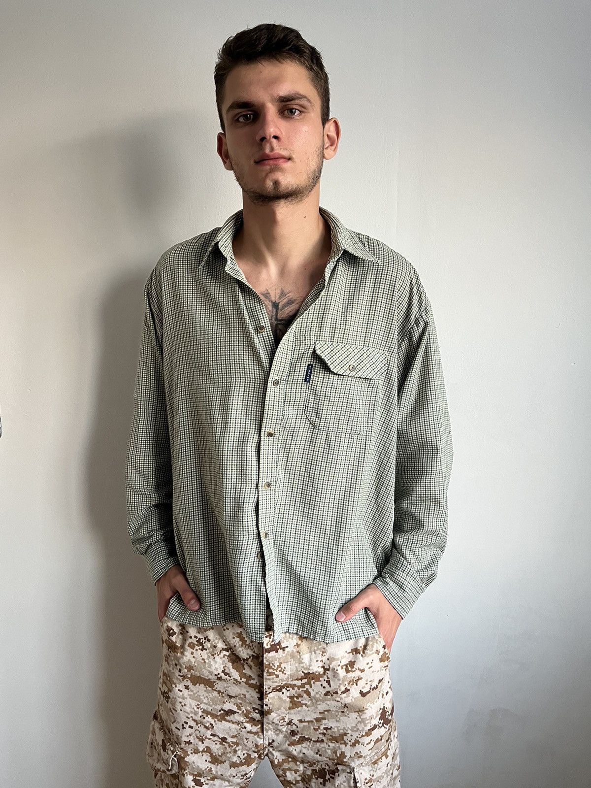Dickies × Japanese Brand × Vintage Vintage 90s Dickies Plaid Button Up Shirt Flannel Workwear Size US L / EU 52-54 / 3 - 1 Thumbnail