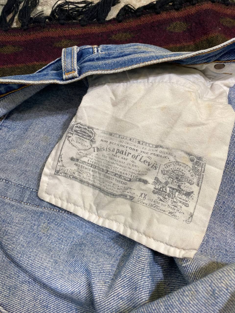 Levi's vintage levis 501 straight leg button fly distressed denim Size US 35 - 13 Thumbnail
