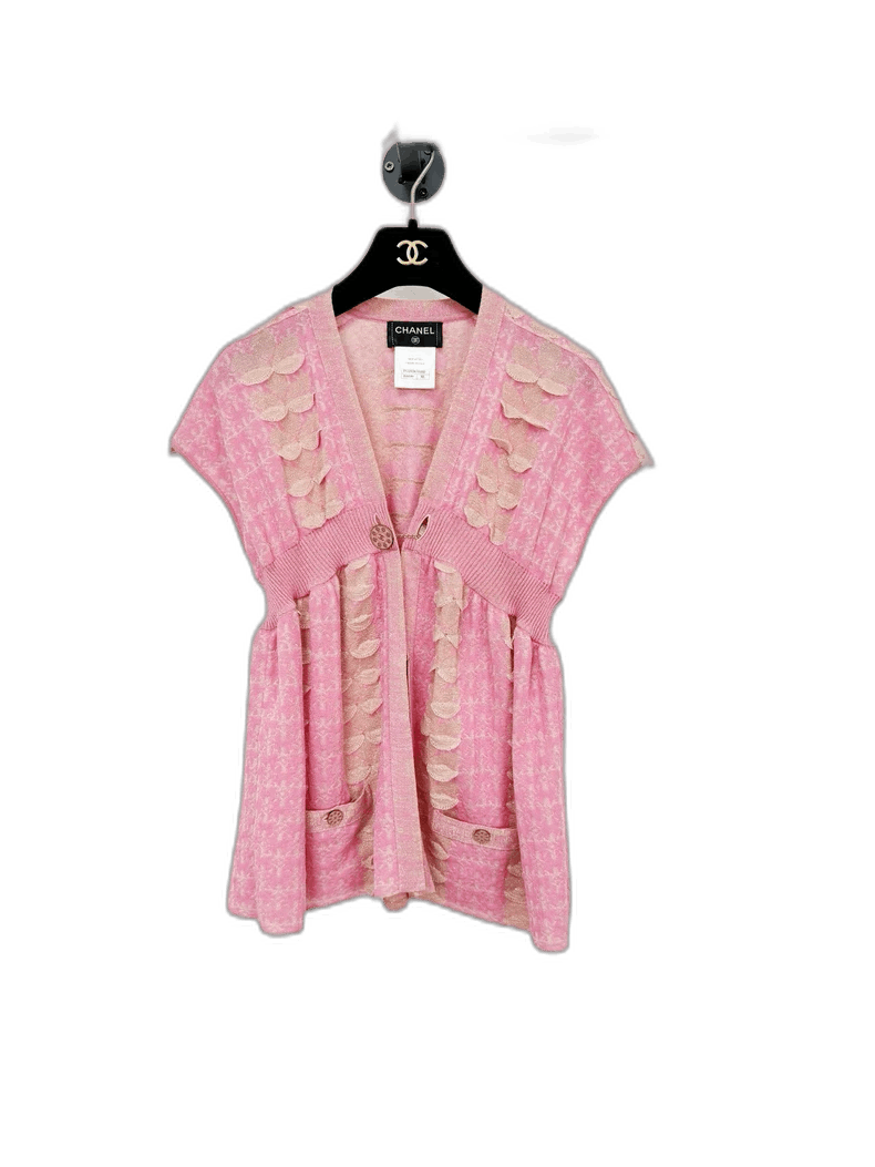 Chanel Chanel Pink Knit Cardigan with Pockets Size L / US 10 / IT 46 - 1 Thumbnail