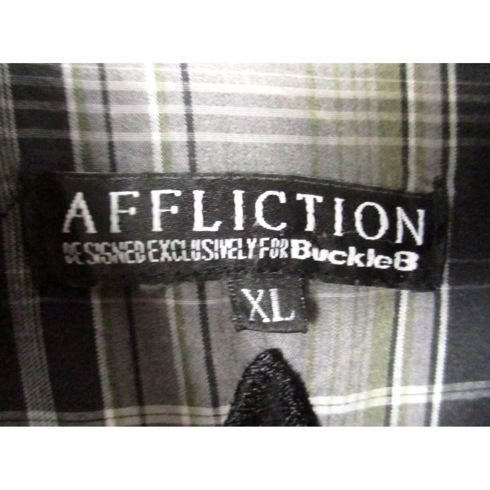 Affliction Affliction Shirt XL Gothic Embroidered Black Gray Skull Metal Shirt Button-Up Sleeve Long Collar Spread Men Size US XL / EU 56 / 4 - 6 Thumbnail
