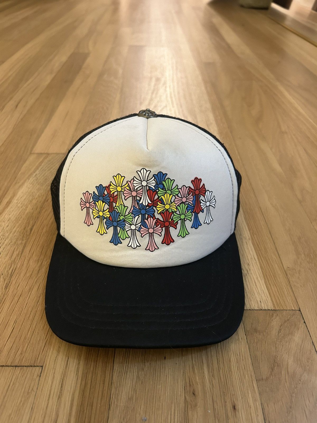 Chrome Hearts rainbow cemetery cross trucker hat