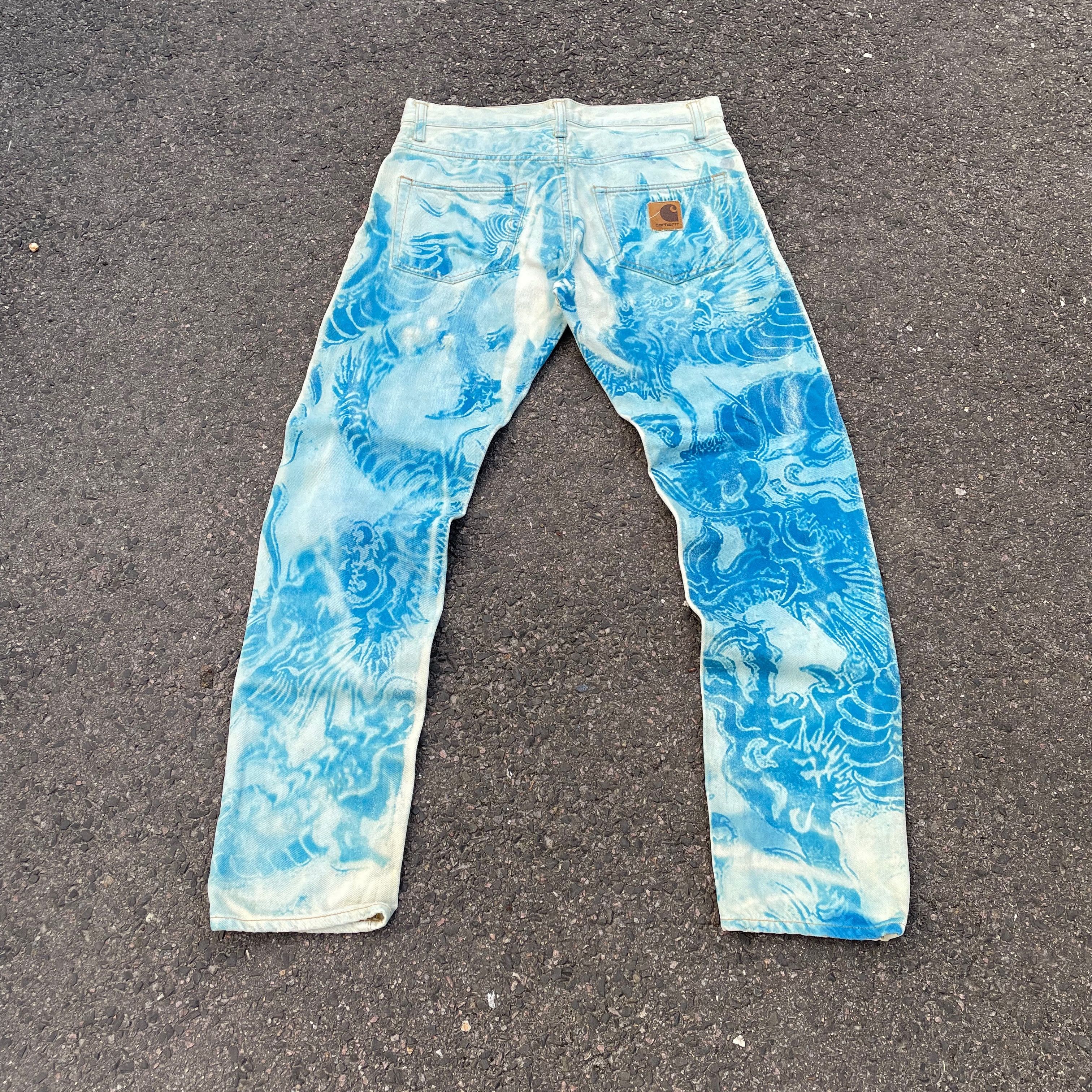 Carhartt Custom Carhartt 30x32 Blue Graphic Pants Y2K Grunge Art Size US 30 / EU 46 - 1 Thumbnail
