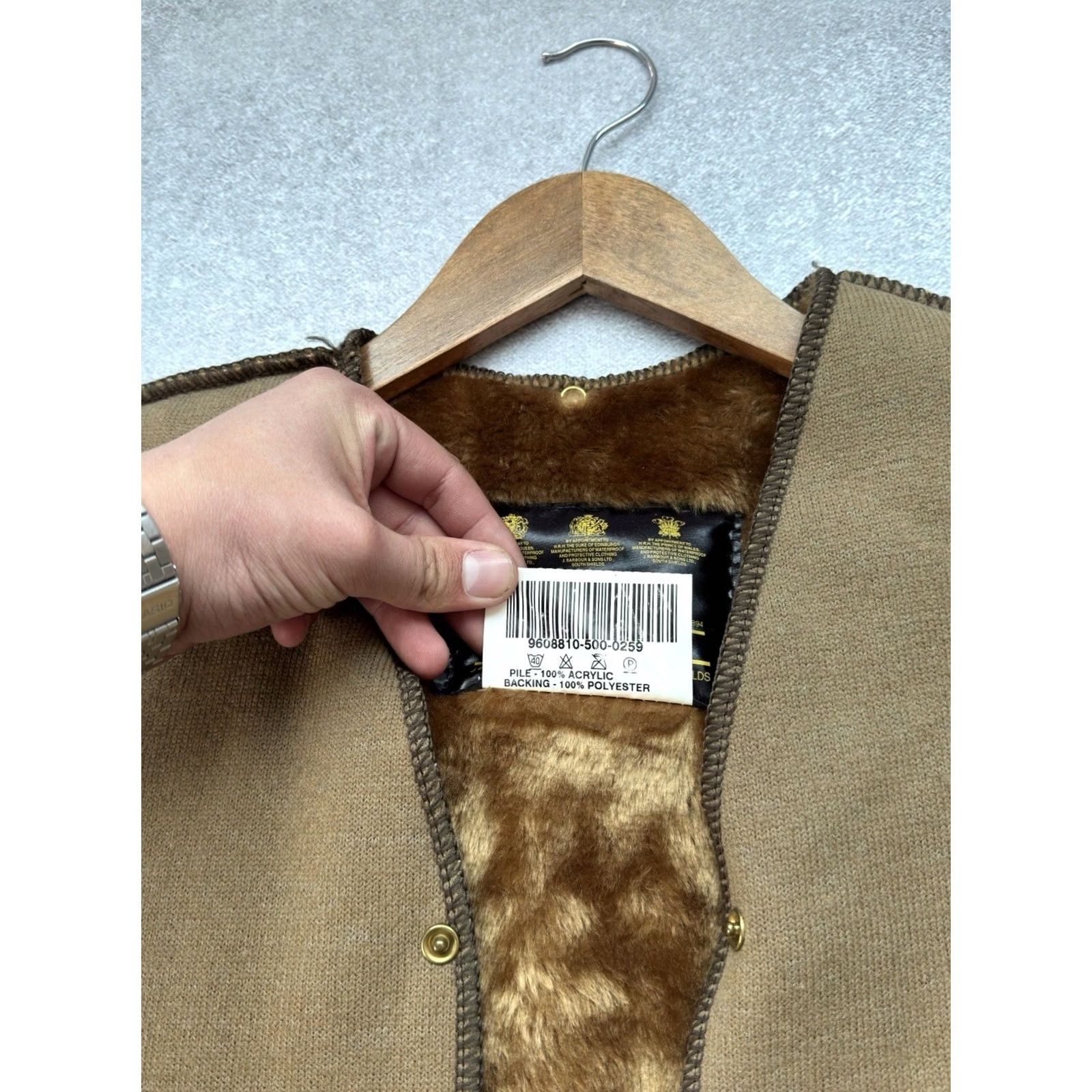 Barbour VINTAGE Barbour A295 Men Quilted Vest Wool/Polyester Lining Acrylic Size M Brown Size US M / EU 48-50 / 2 - 8 Thumbnail