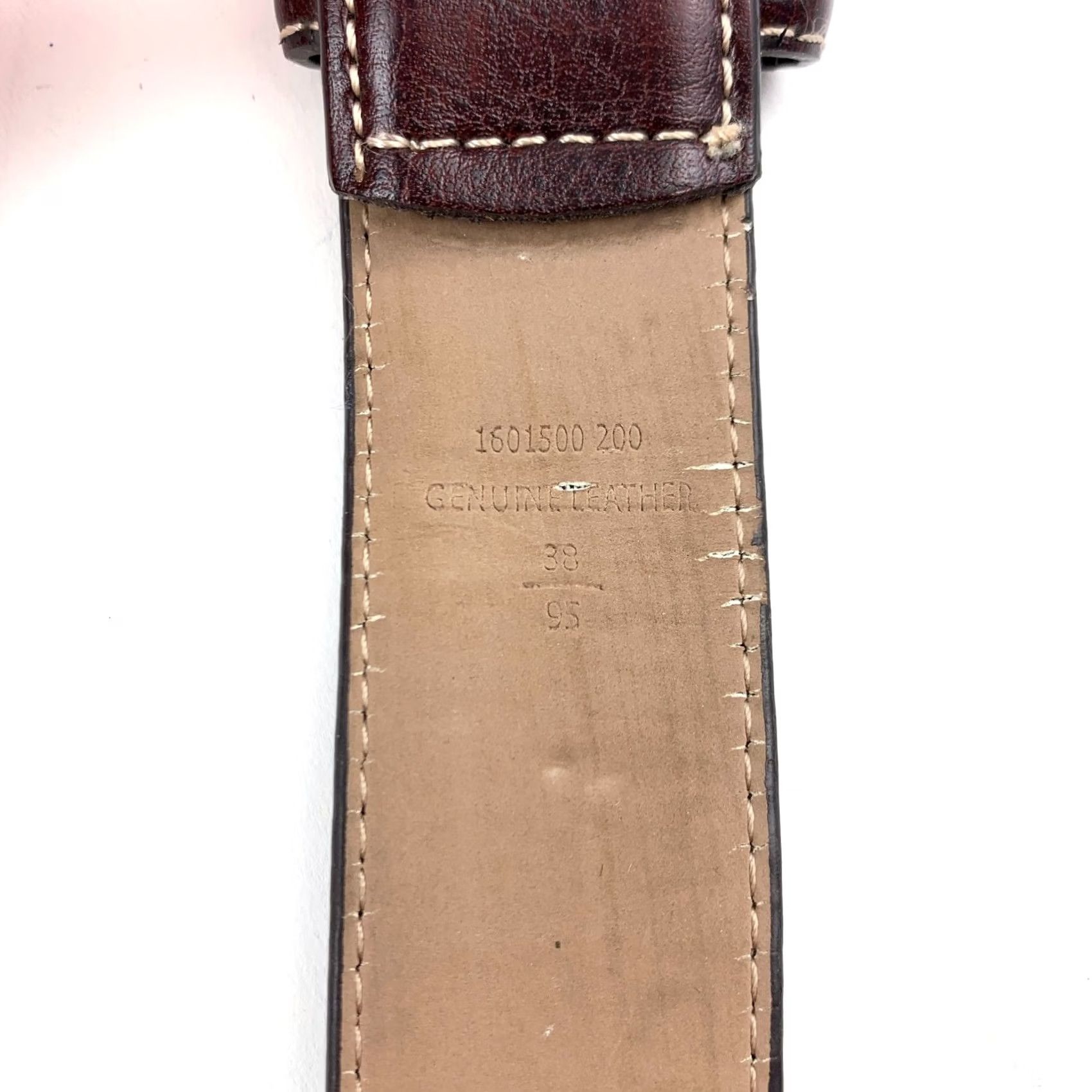 Vintage VINTAGE 90s Leather Belt Brown White Topstitching Size 38 Men Size ONE SIZE - 4 Thumbnail