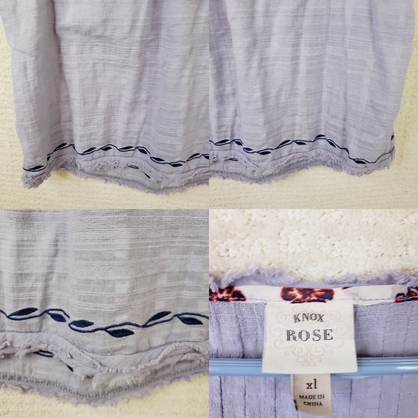Vintage Knox Rose Embroidered V Neck Boho Ladies Purply Blue Shirt Womens 1X Size XL / US 12-14 / IT 48-50 - 9 Thumbnail