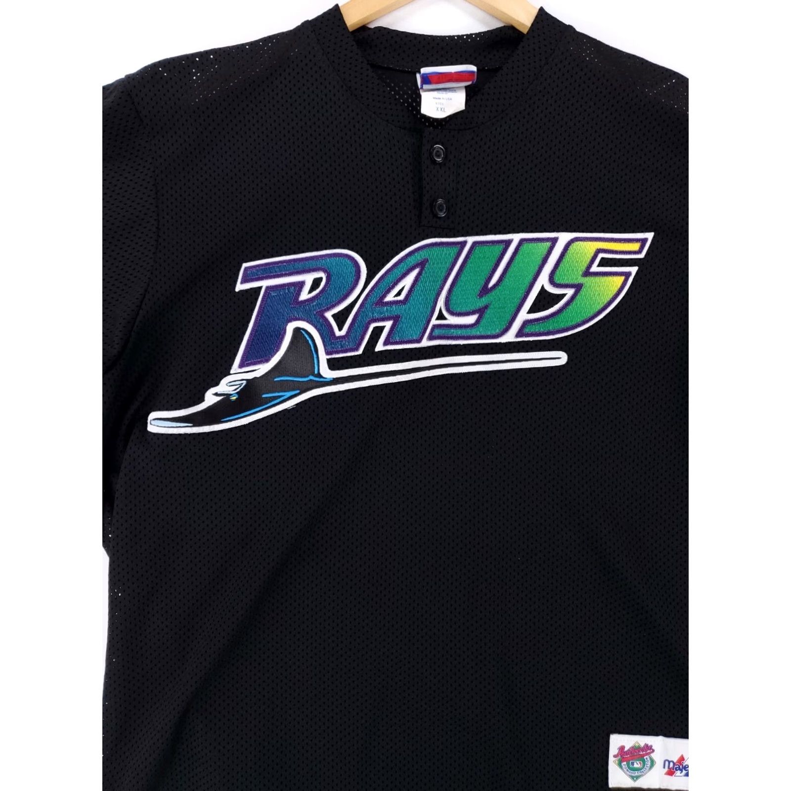 Vintage VINTAGE Majestic Tampa Bay Rays Jersey Shirt Diamond Collection 2XL Mens Black 90s Size US XXL / EU 58 / 5 - 3 Thumbnail