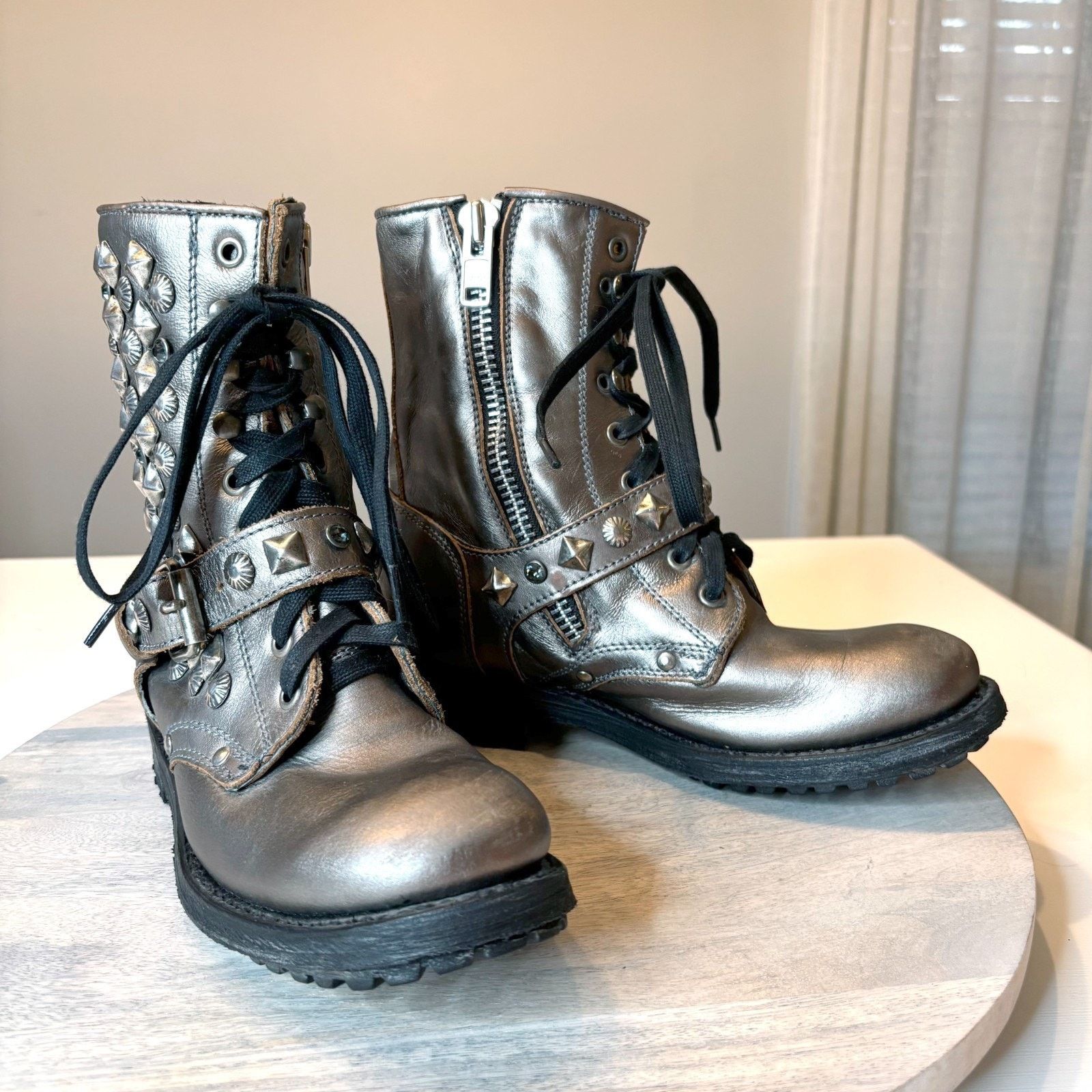 ASH ASH Ryanna US 7.5 - 8 EU 38 Metallic Studded Combat Boots Size US 7.5 / IT 37.5 - 1 Thumbnail