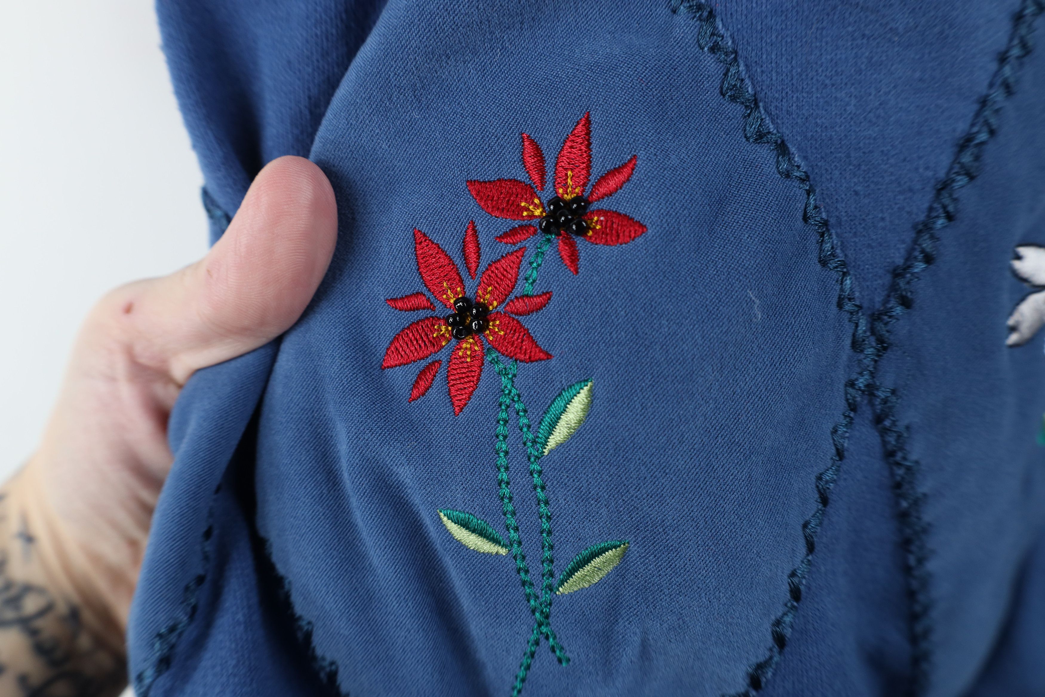 Vintage Vintage 90s Streetwear Flower Bird Mock Neck Sweatshirt Size L / US 10 / IT 46 - 6 Thumbnail