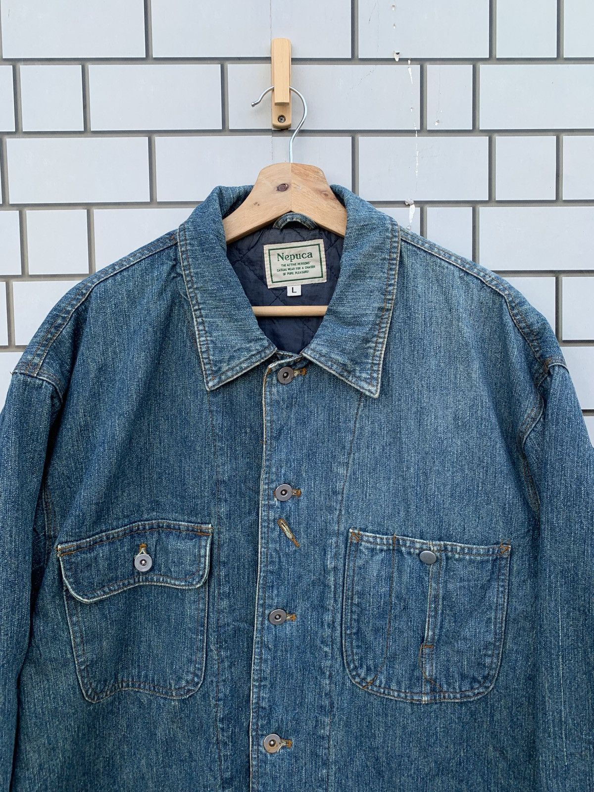 Indigo × Japanese Brand × Vintage Vintage Japanese Brand Nepuca Workwear Denim Jacket Size US L / EU 52-54 / 3 - 6 Thumbnail