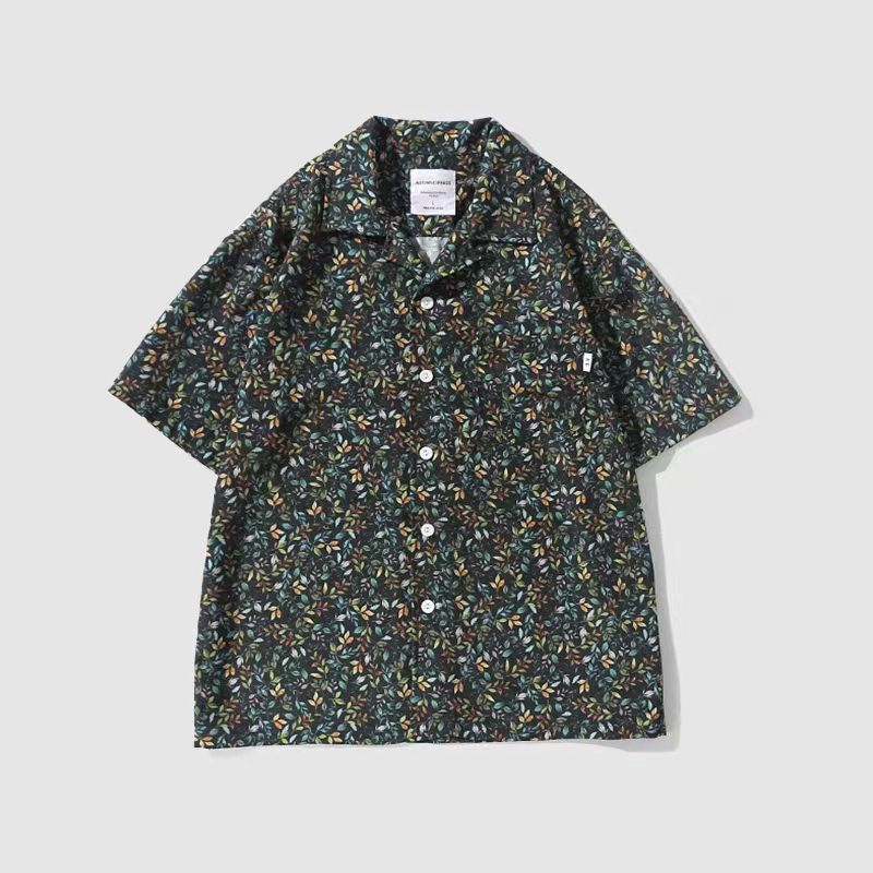 image of Vintage Summer Fashion Casual Leaf Floral Shirt in Camouflage, Men's (Size Large)