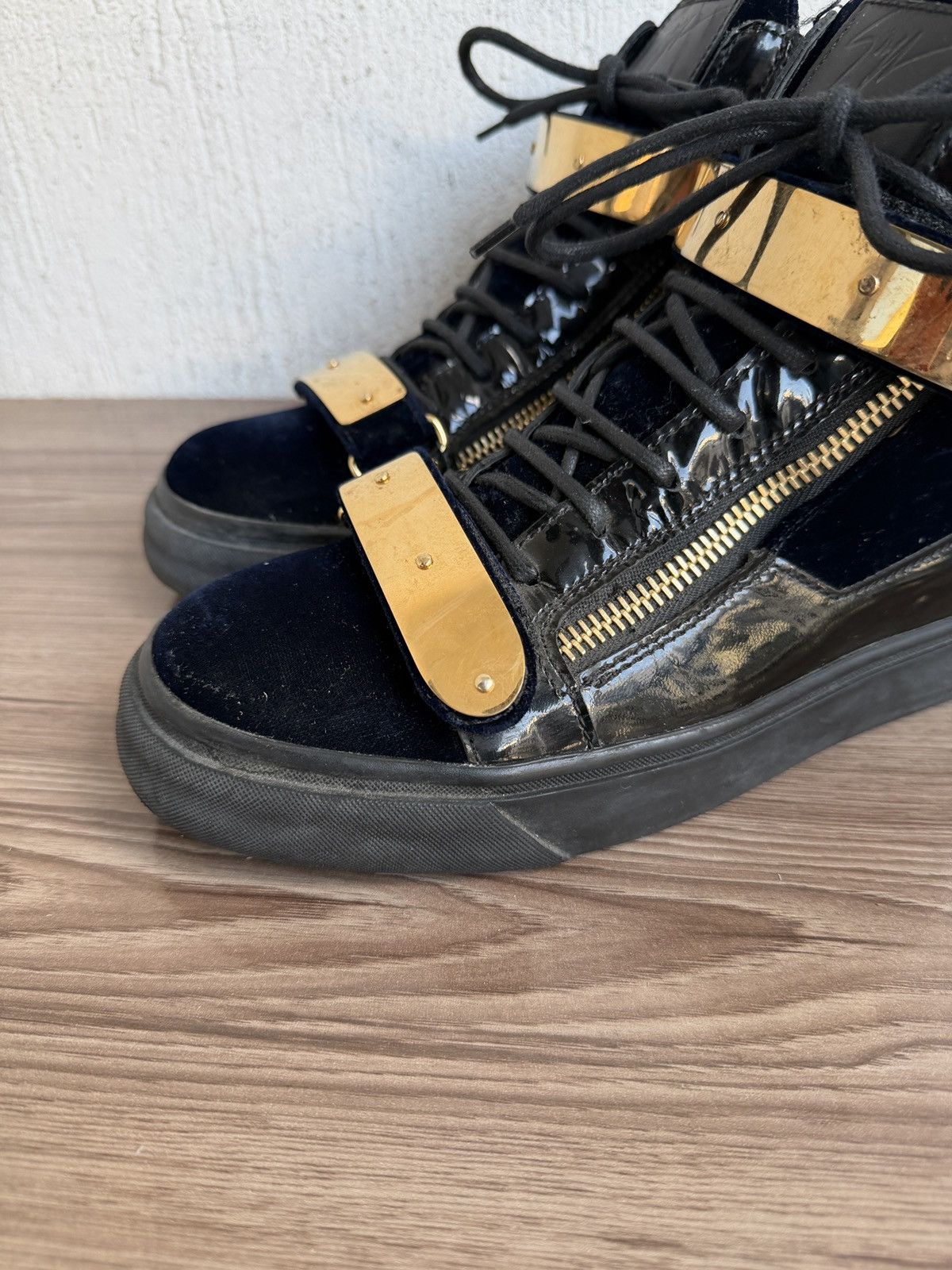 Giuseppe Zanotti chained double zip velvet sneaker Size US 8.5 / EU 41-42 - 4 Thumbnail