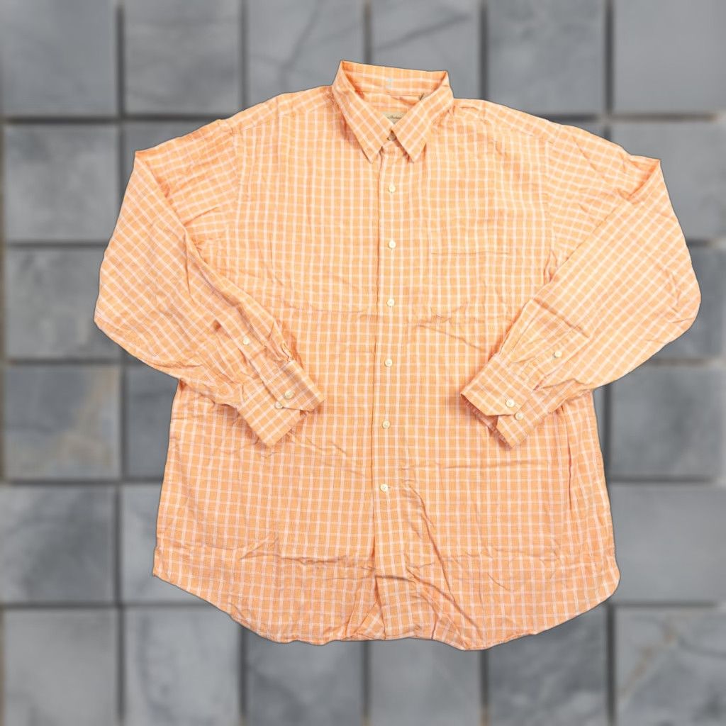 Tommy Bahama VINTAGE Tommy Bahama Shirt Mens 16.5 34-35 Orange Check Long Sleeve Cotton Button-Up Shirt Mens Size US L / EU 52-54 / 3 - 1 Thumbnail