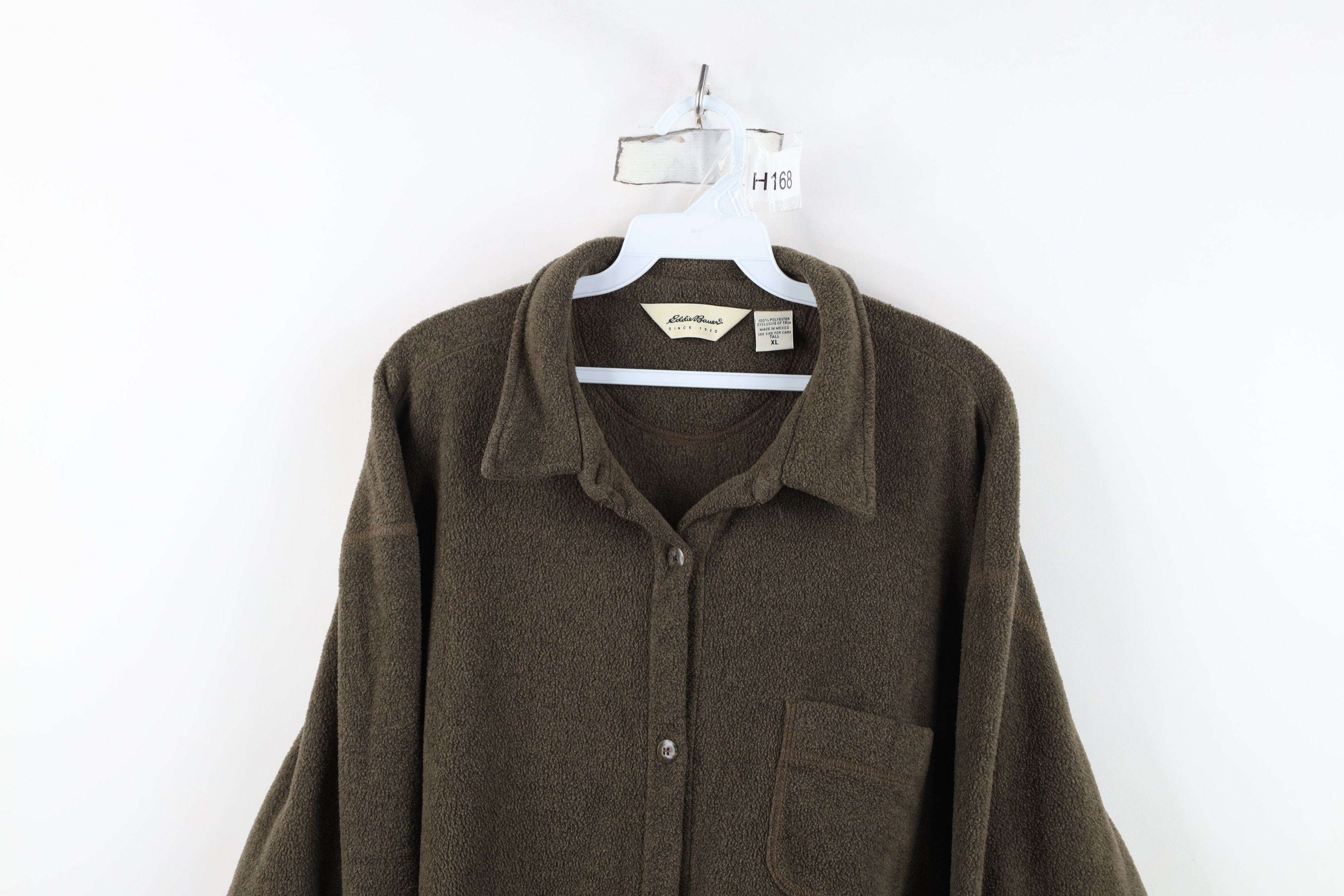Eddie Bauer Vintage 90s Eddie Bauer Collared Fleece Button Shirt Brown Size XL / US 12-14 / IT 48-50 - 2 Thumbnail
