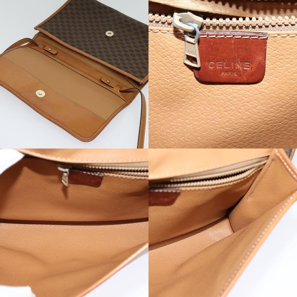 Celine CELINE Macadam Canvas Shoulder Bag Pvc Leather Brown Gold Size ONE SIZE - 11 Thumbnail