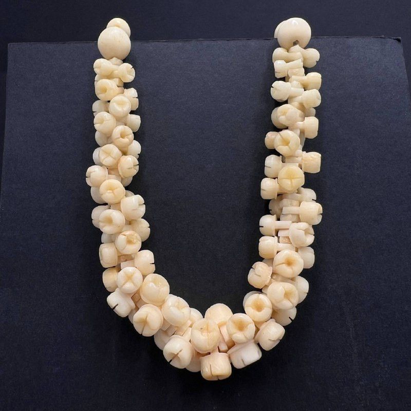 Vintage Vintage Hand-Carved Floral Bead Necklace Natural Organic Size ONE SIZE - 5 Thumbnail