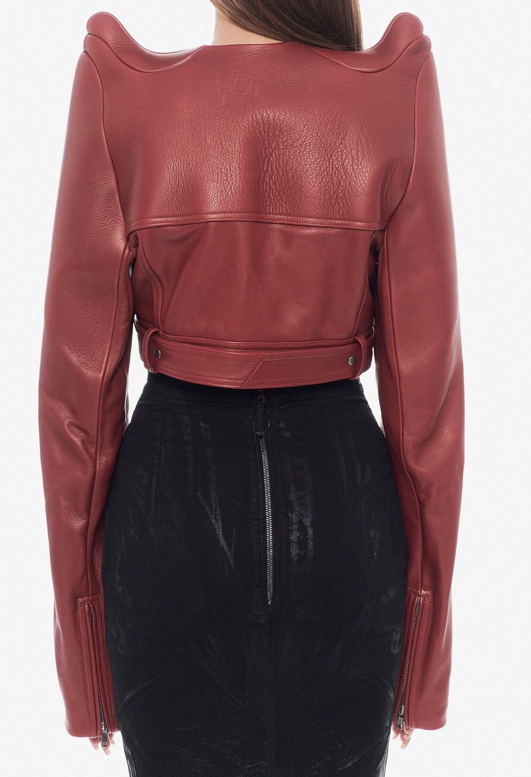 Rick Owens Last Size Rick Owens Tec Micro Cropped Leather Biker Jacket Size S / US 4 / IT 40 - 8 Thumbnail