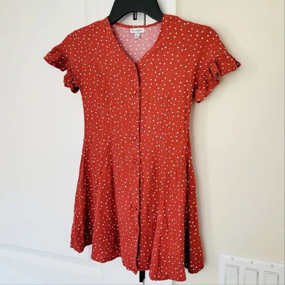 Macys Juniors Love, Fire Polka Dot Button Up Short Sleeve Top Twee Size XS / US 0-2 / IT 36-38 - 4 Thumbnail