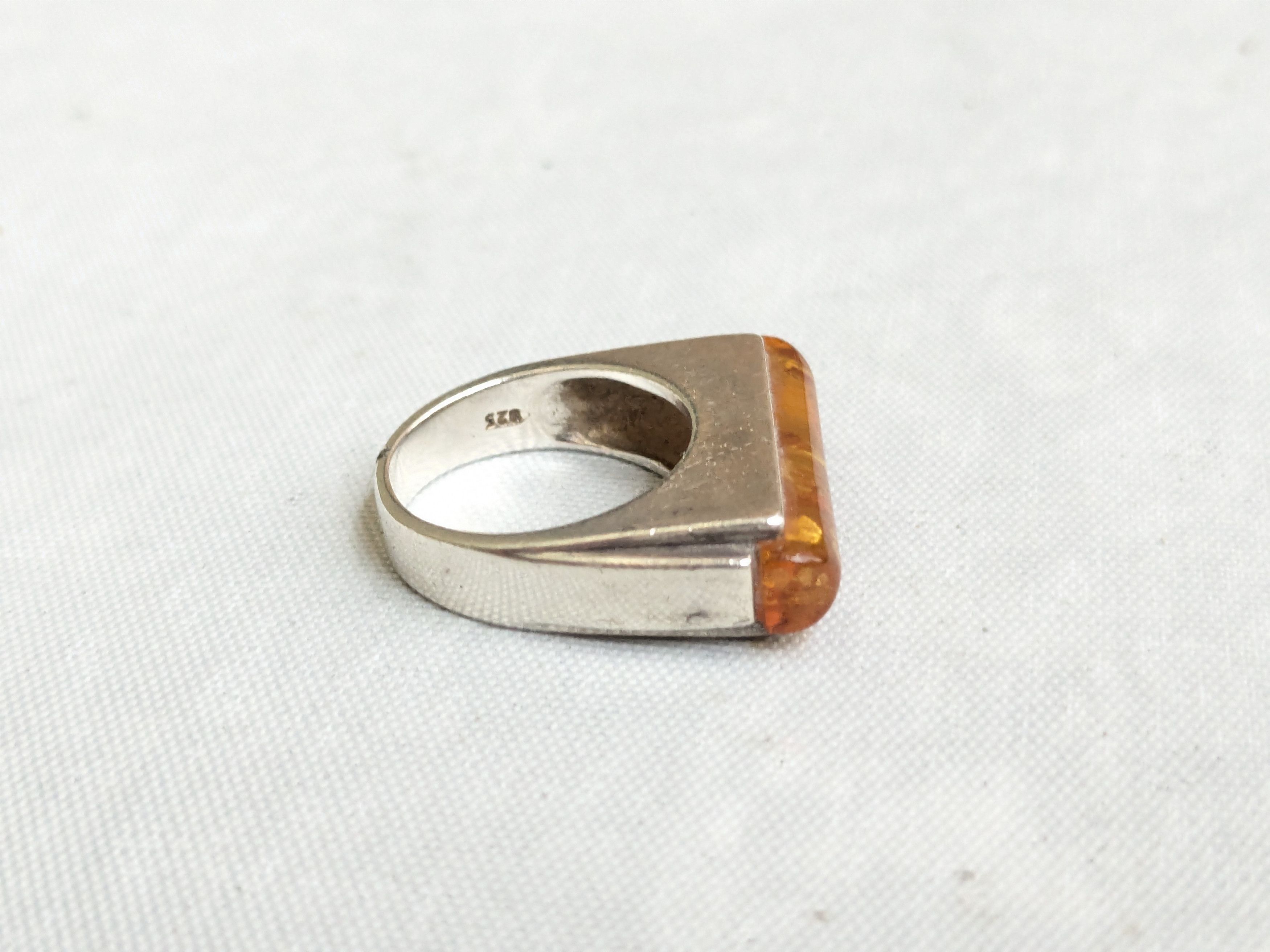 Jewelry Sterling Silver Ring Amber 6.75 Orange Avant Garde Modern Size ONE SIZE - 3 Thumbnail