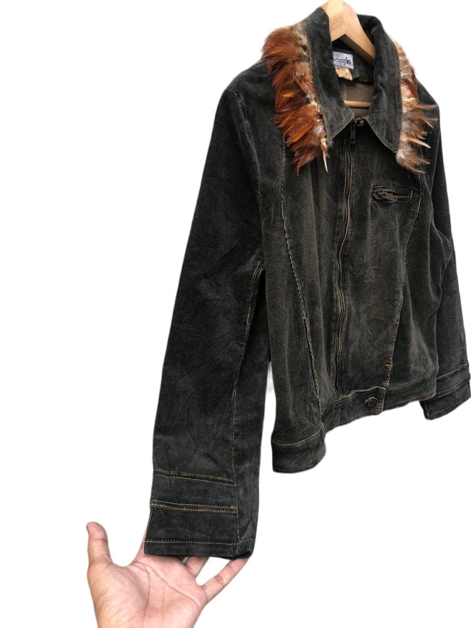 Japanese Brand Angie Paris Ref Bayat Corduroy Jacket Chicken Feather Neck Size M / US 6-8 / IT 42-44 - 4 Thumbnail