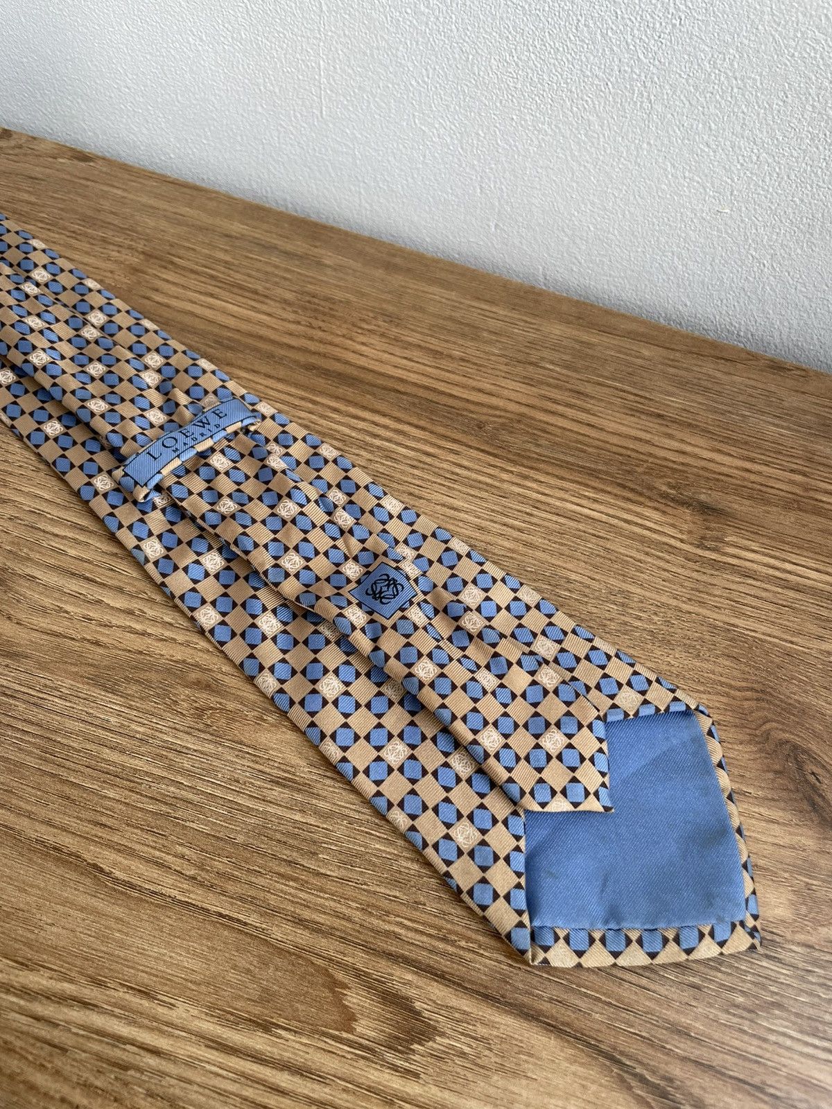 Loewe Loewe Madrid Silk Tie Monogram Logo Yellow Blue Mundo Loewe Size ONE SIZE - 2 Thumbnail