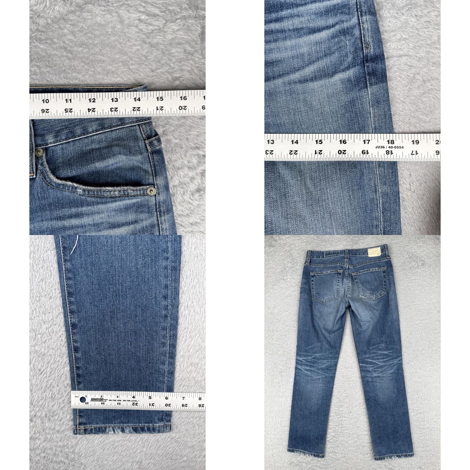 Vintage AG Adriano Goldschmied Jeans Womens 24R Blue The Ex-Boyfriend Slim Distressed Jeans Size 42" / US 20 - 9 Thumbnail