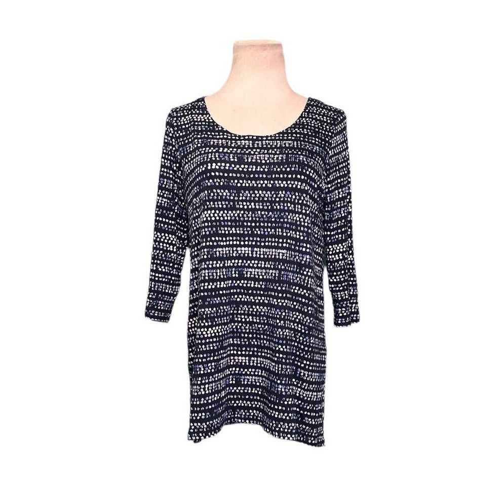 J. Jill Pure Jill blue printed 3/4 sleeves boat neck top size SP Size S / US 4 / IT 40 - 1 Thumbnail
